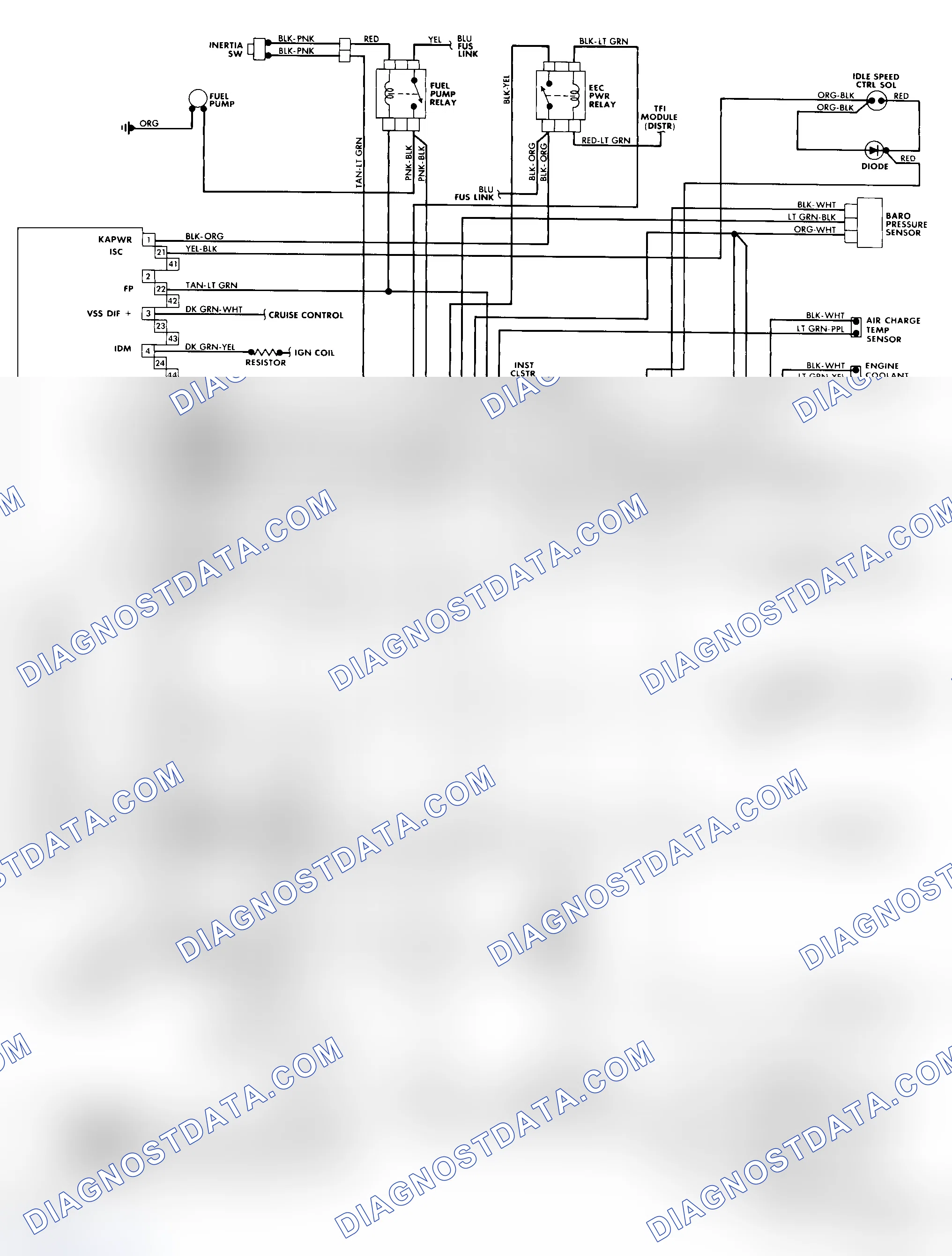 Scheme 67: 3.8L MPFI (RWD) Wiring Diagram (Cougar & Thunderbird)