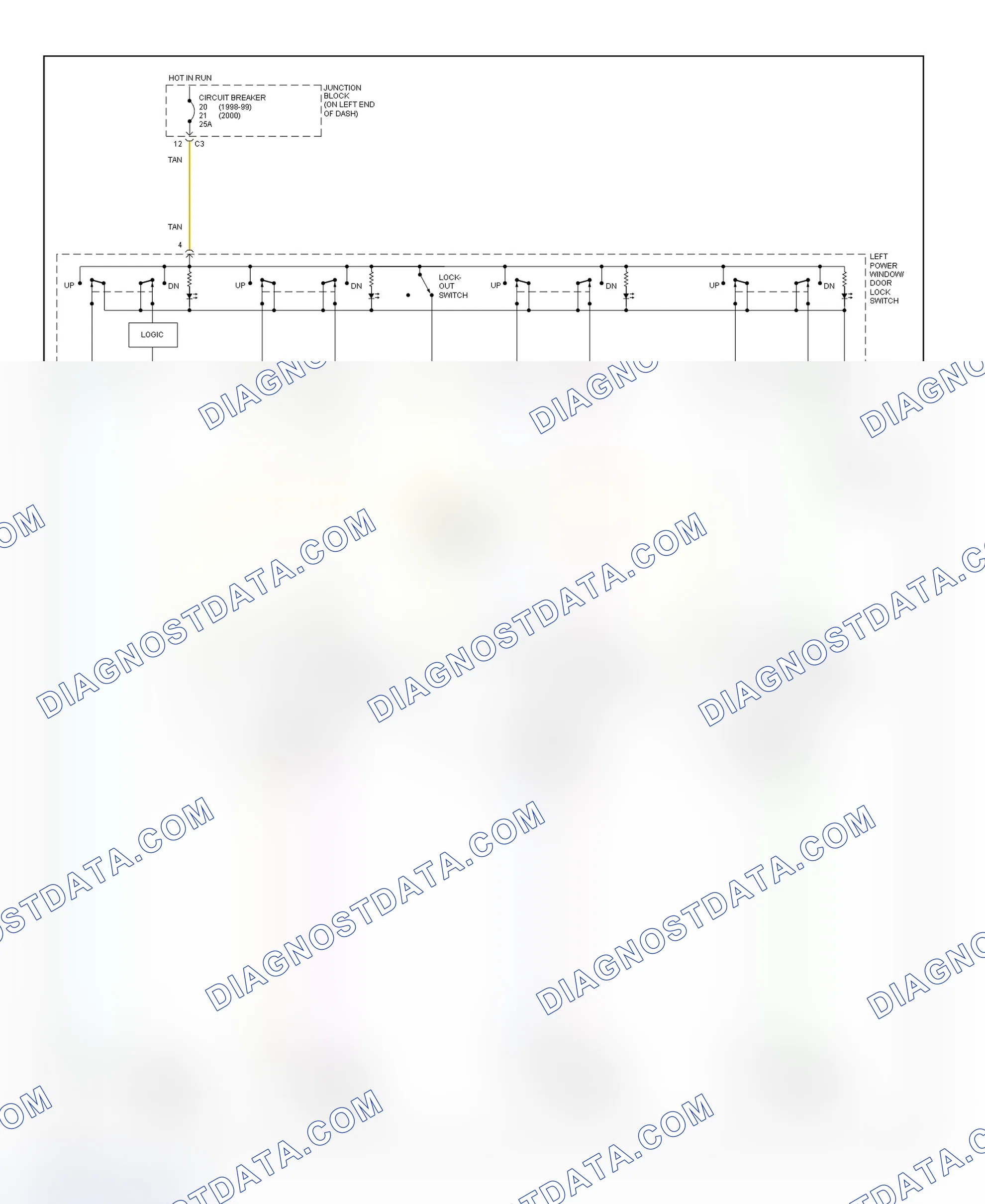 Scheme 4: Power Window System Wiring Diagram (Durango)