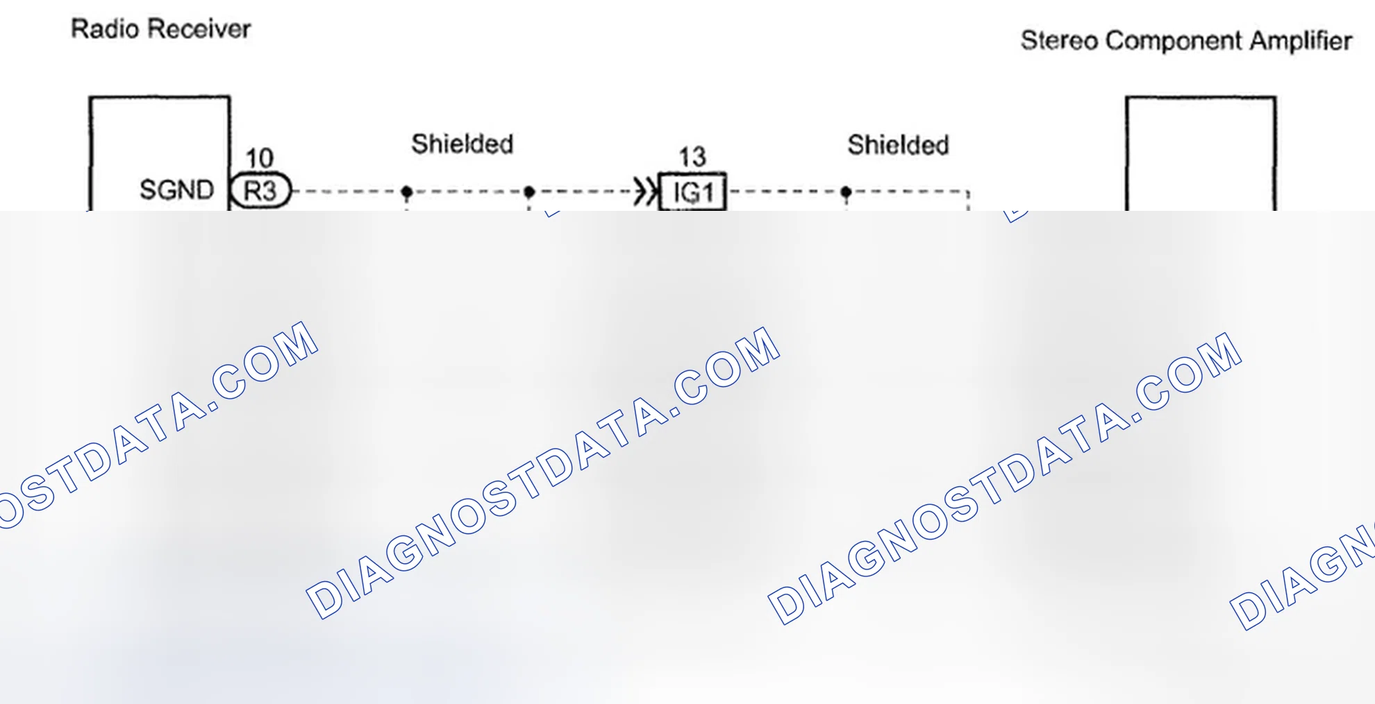 Scheme 16: Amp Sound Signal Circuit Between Radio Receiver Assembly And Stereo Component Tuner - Wiring Diagram
