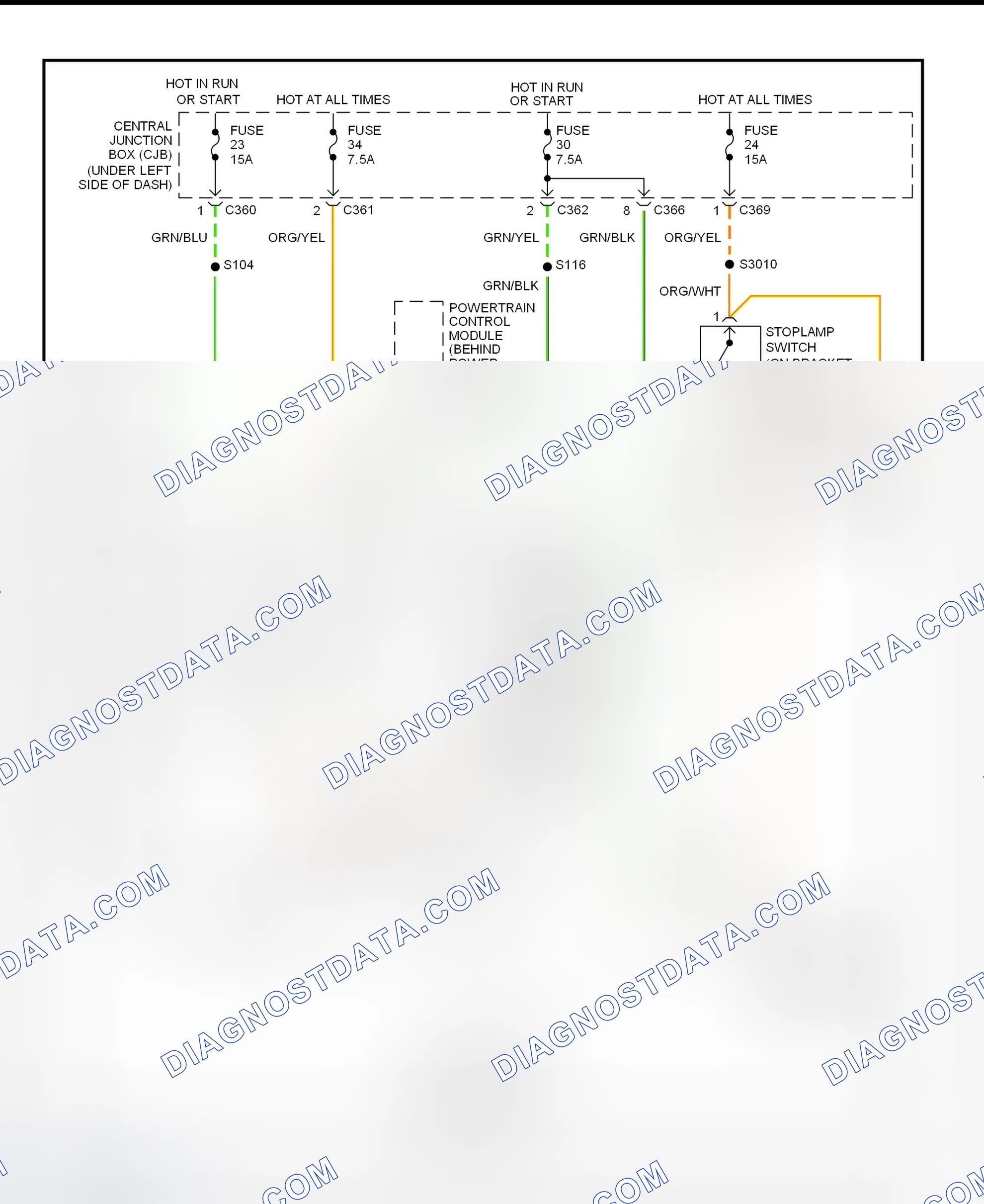 Fig. 13: Shift Interlock System Wiring Diagram (Contour & Mystique)