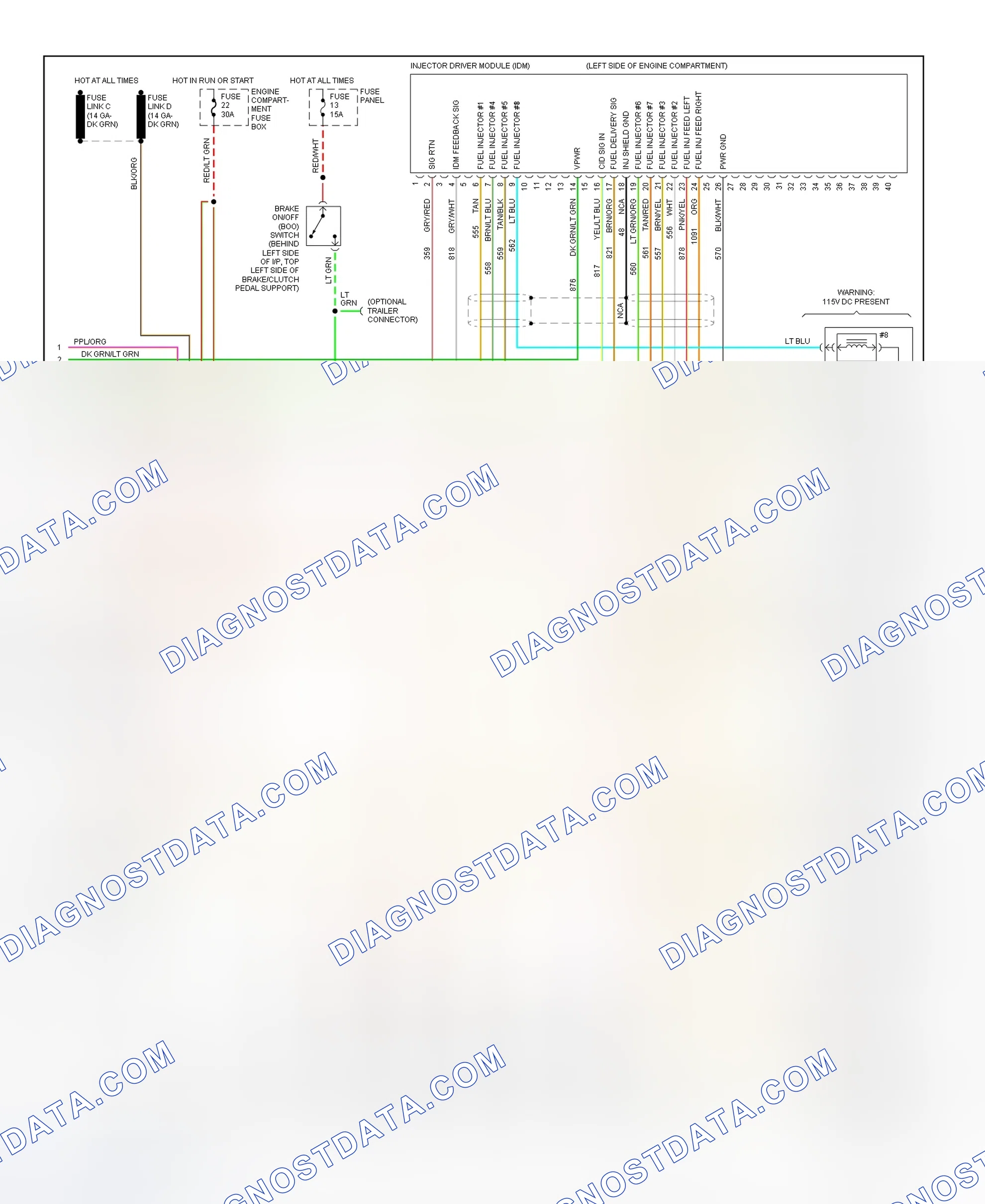 Scheme 122: 1996 Pickup 7.3L Turbo Diesel PCM Wiring Diagram (3 Of 3)