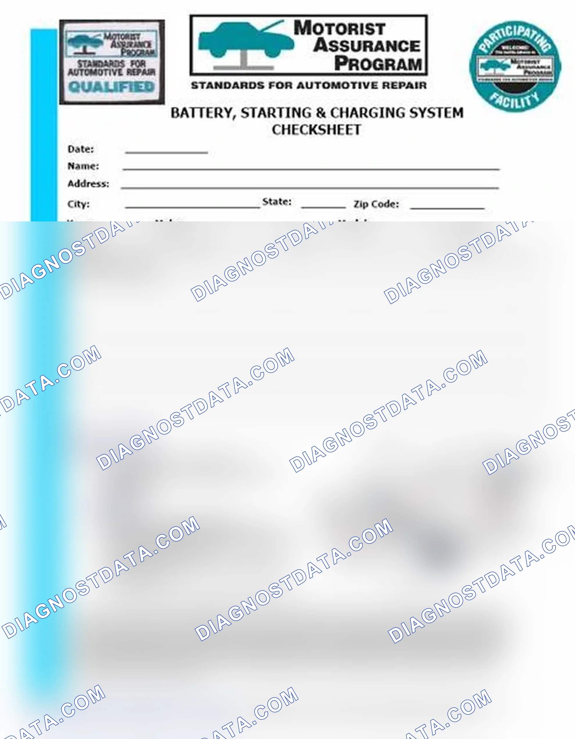 Scheme 3: Battery, Starting & Charging System Checksheet (1 Of 2)