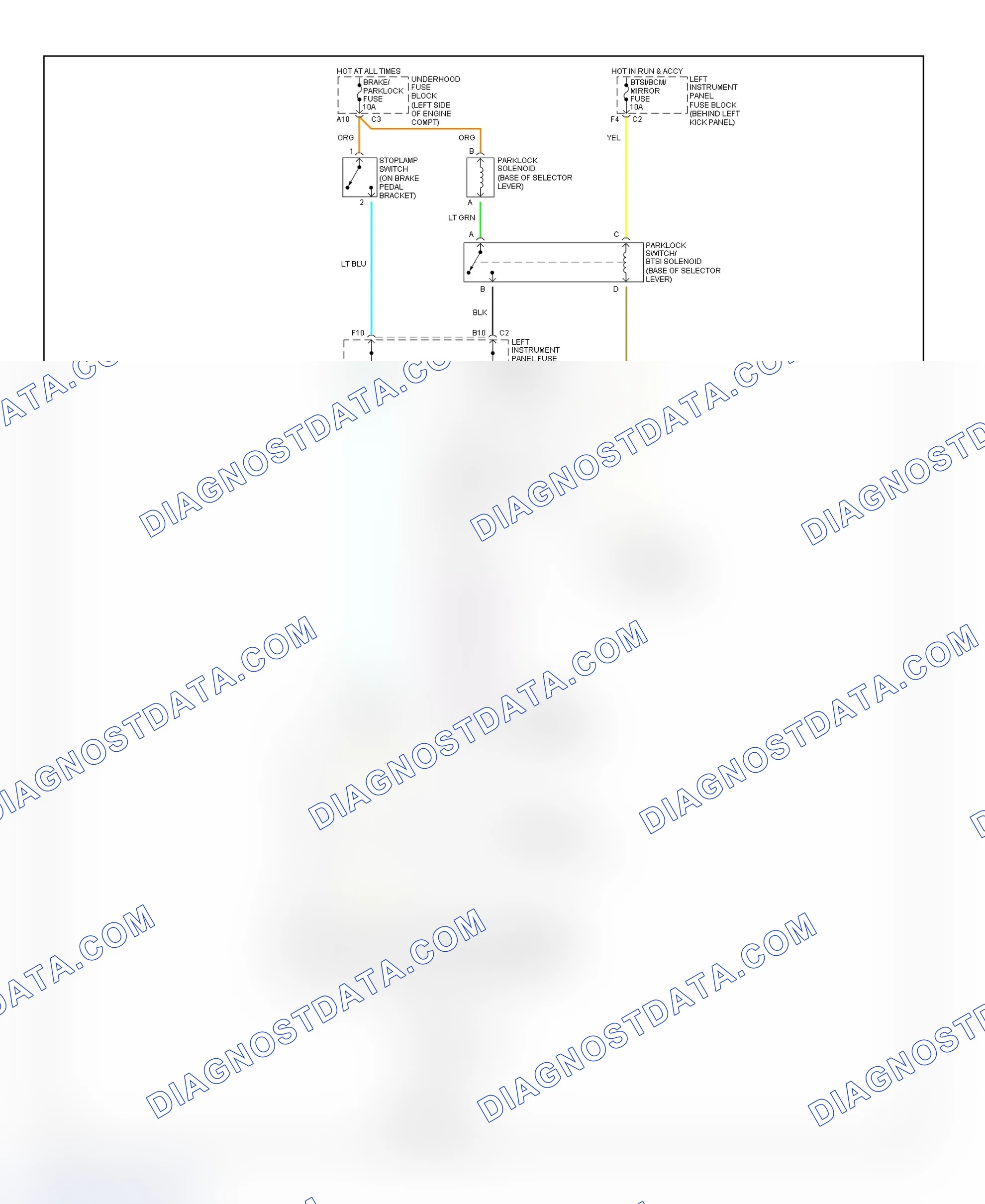 Fig. 49: Shift Interlock System Wiring Diagram (Saturn LS, LS1 & LW1)