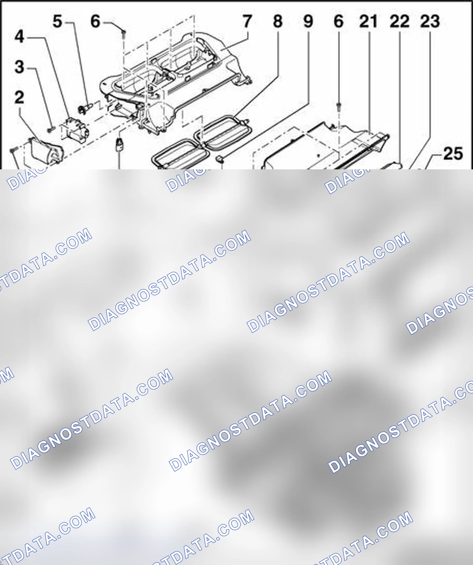 Scheme 184: Covers in plenum chamber, fresh-air blower and evaporator, removing and installing