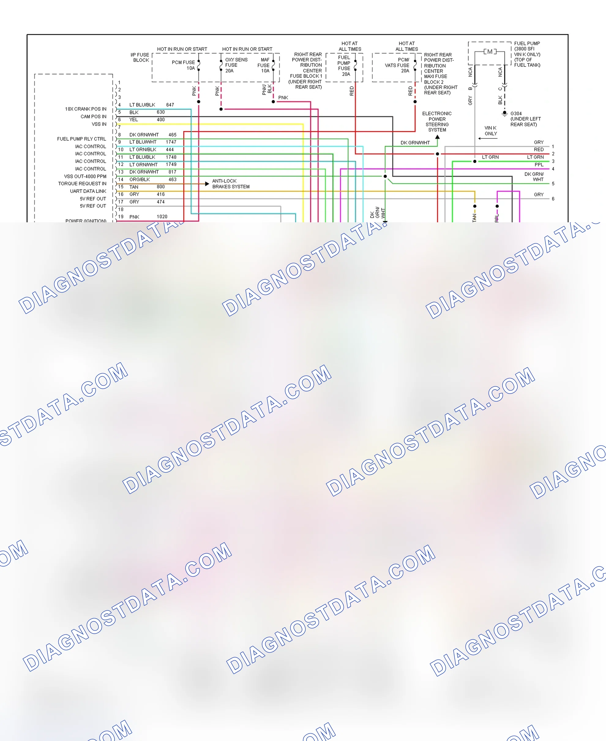 Scheme 1: 3.8L (VINs K & 1) PCM Wiring Diagram (1 Of 3)