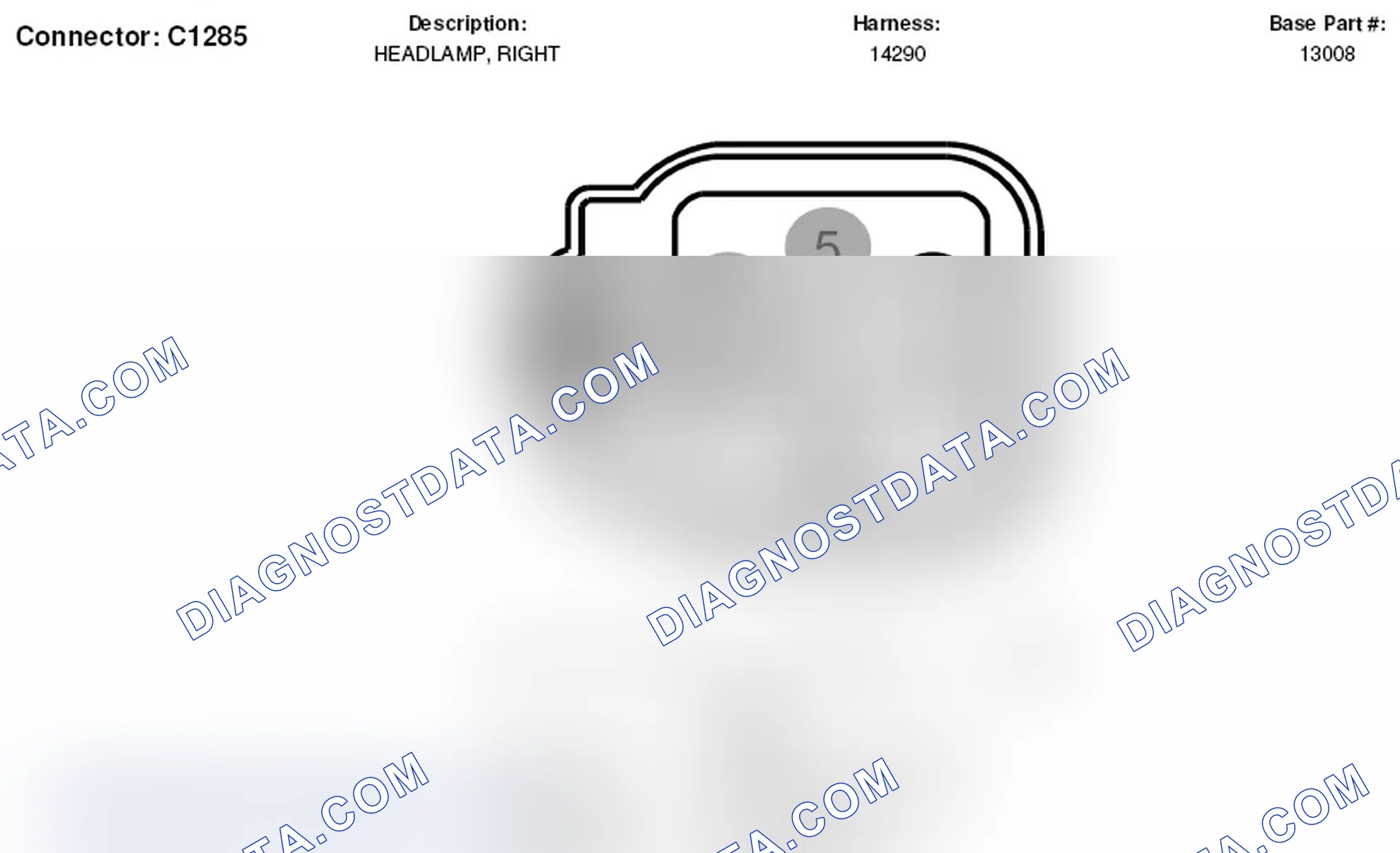 Scheme 213: Right Headlamp Connector End View (C1285)