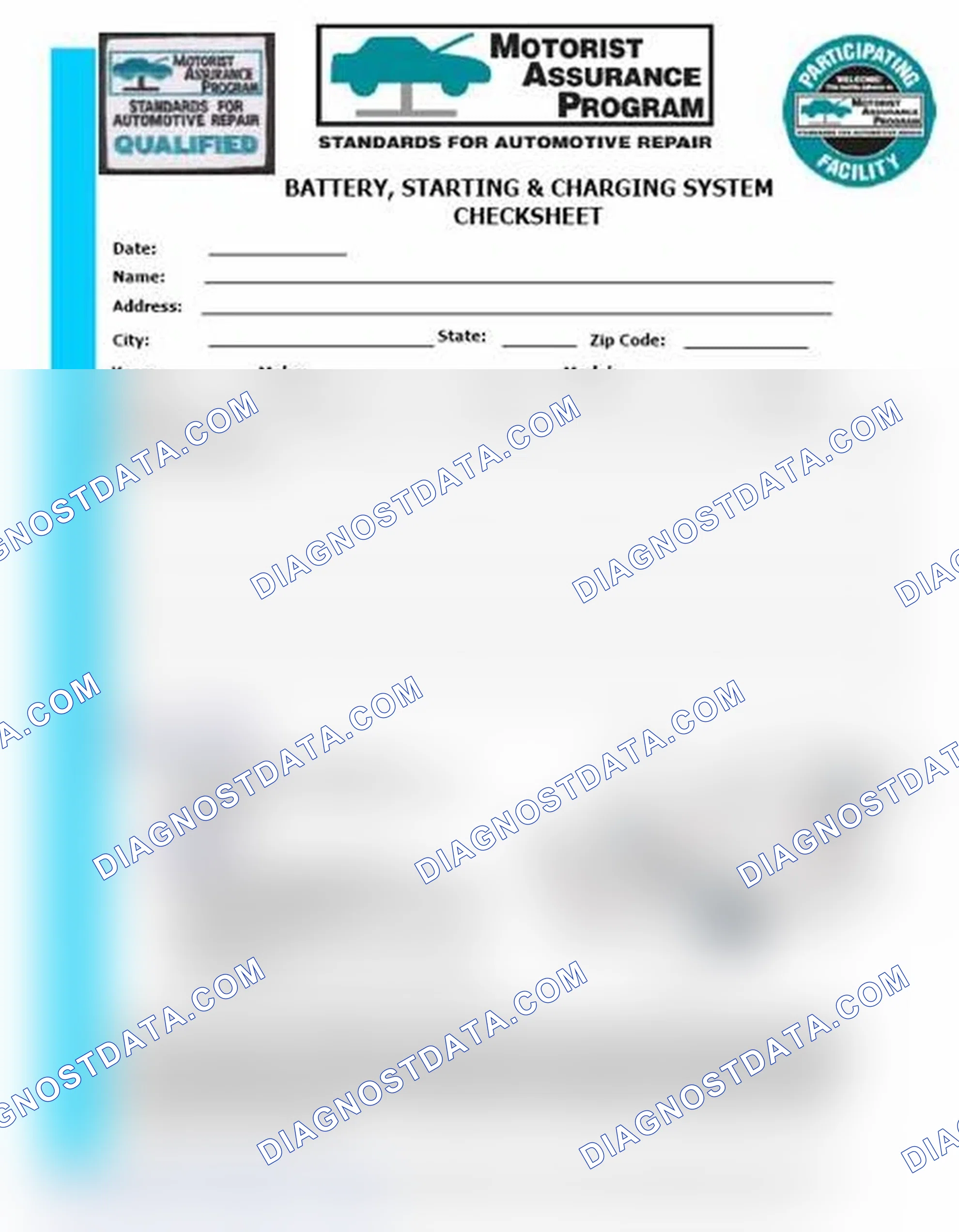 Scheme 3: Battery, Starting & Charging System Checksheet (1 Of 2)