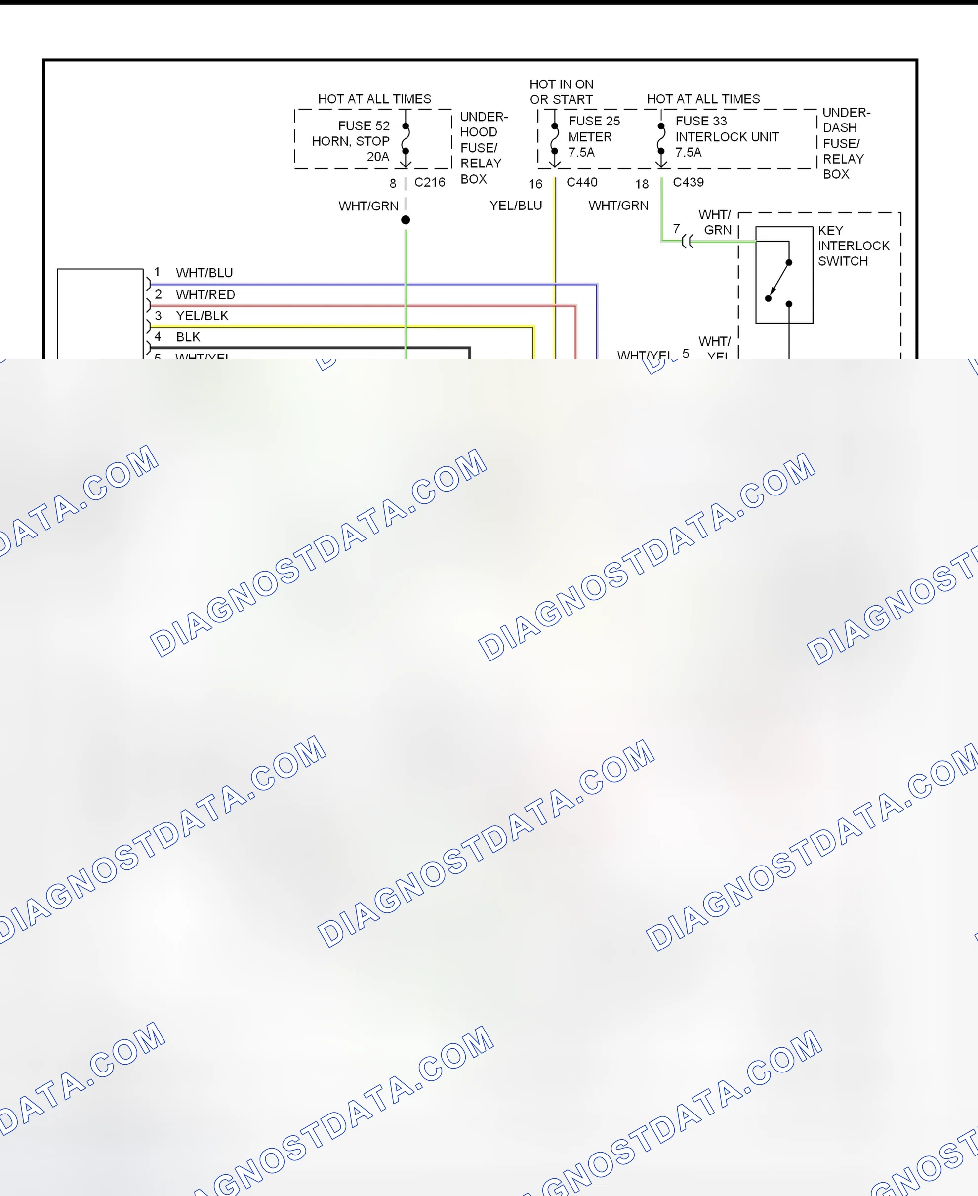 Scheme 58: Shift & Key Interlock System Wiring Schematic (1998 Acura Integra)