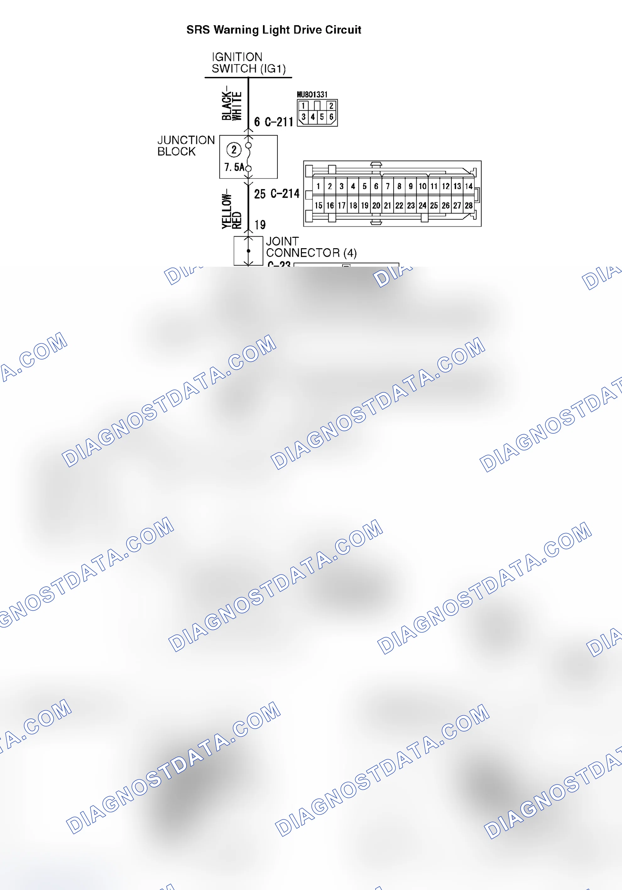 Scheme 459: DTC 43: SRS Warning Light Drive Circuit System Fault 1 (Light does not Switch Off.)