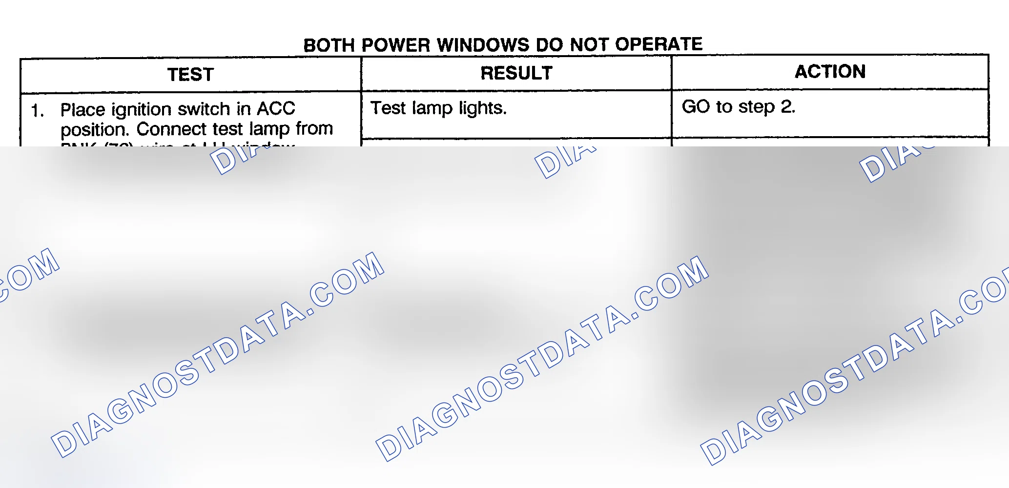 Scheme 27: TEST A: BOTH POWER WINDOWS DO NOT OPERATE - PICKUP
