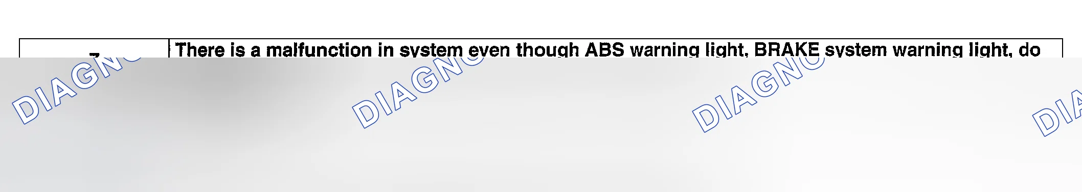 Scheme 43: NO. 7 THERE IS MALFUNCTION IN THE SYSTEM EVEN THOUGH ABS WARNING LIGHT, BRAKE SYSTEM WARNING LIGHT,
