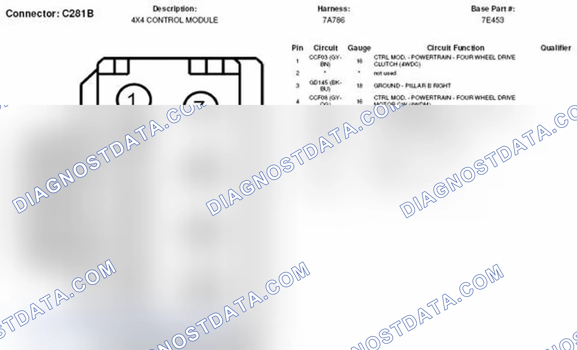Scheme 111: Four Wheel Drive Control Module Connector End View (C281B)