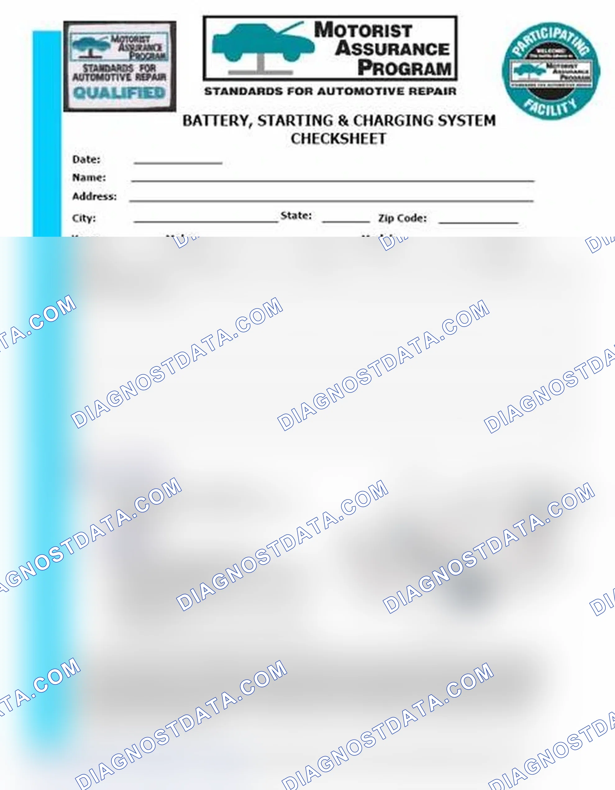 Scheme 3: Battery, Starting & Charging System Checksheet (1 Of 2)