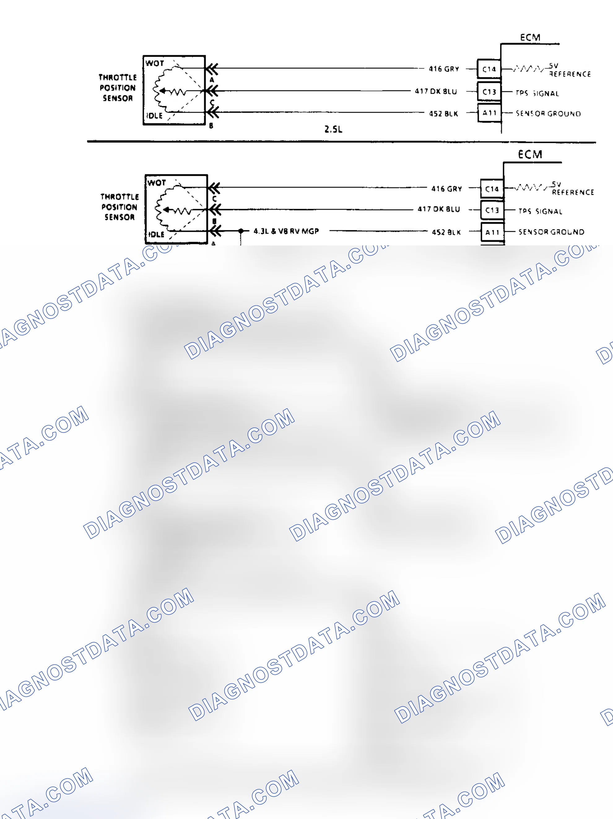Scheme 55: Code 22, TPS Signal Voltage Low Flow Chart & Schematic