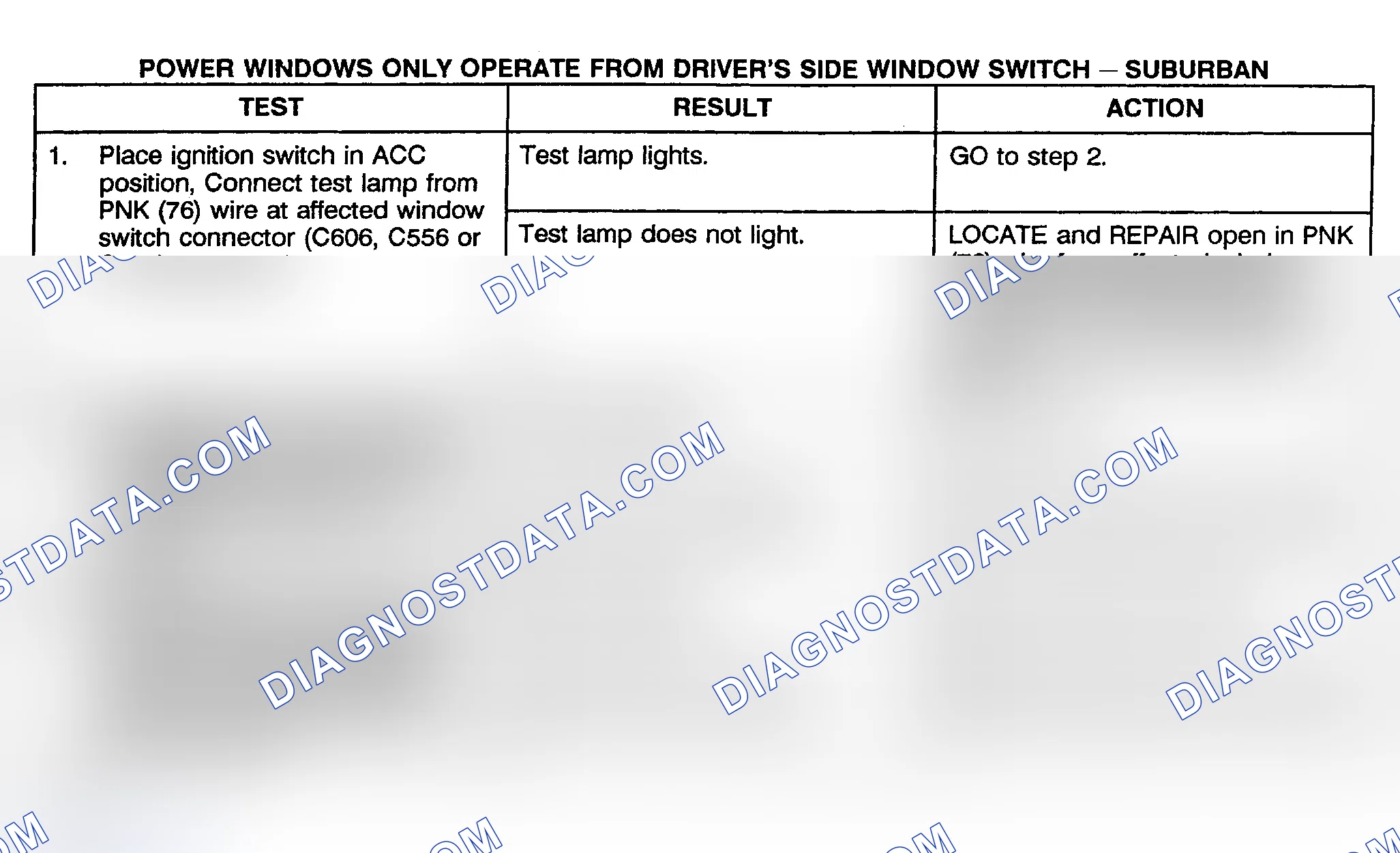 Scheme 8: TEST F: POWER WINDOWS ONLY OPERATE FROM DRIVER'S SIDE WINDOW SWITCH - SUBURBAN, CREW CAB & UTILITY