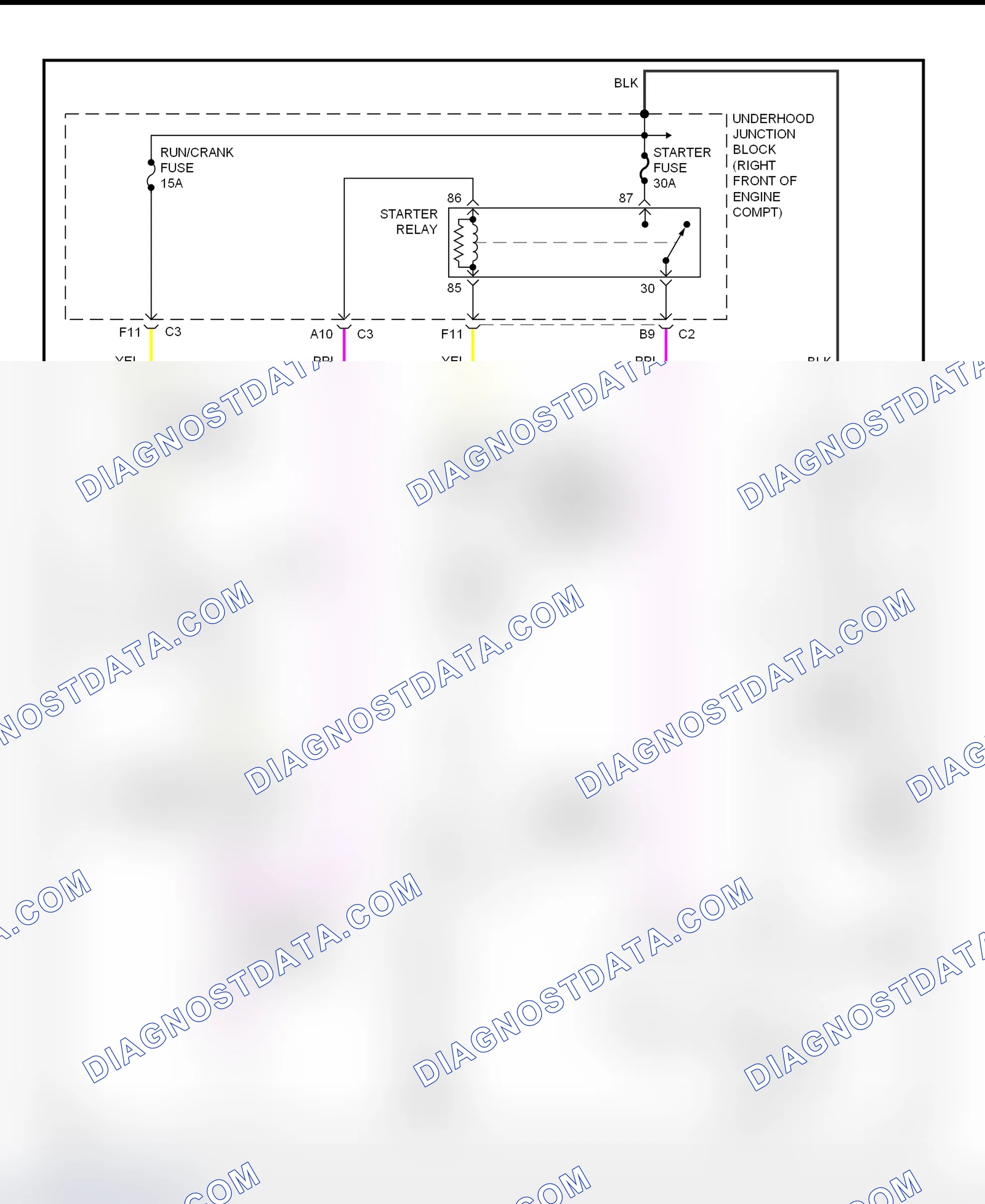 Fig. 29: Starting System Wiring Diagram (Park Avenue)