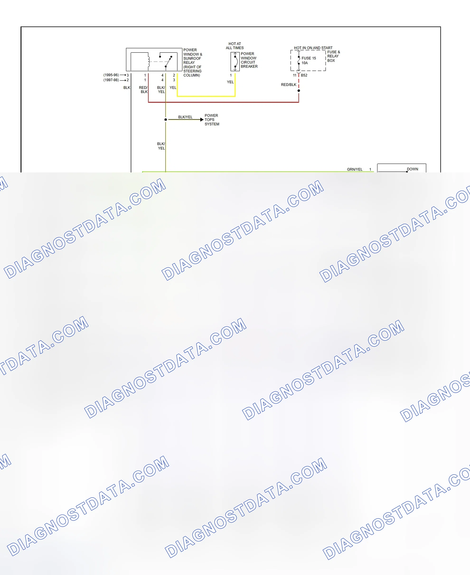 Scheme 2: Power Window System Wiring Diagram (1995-96)