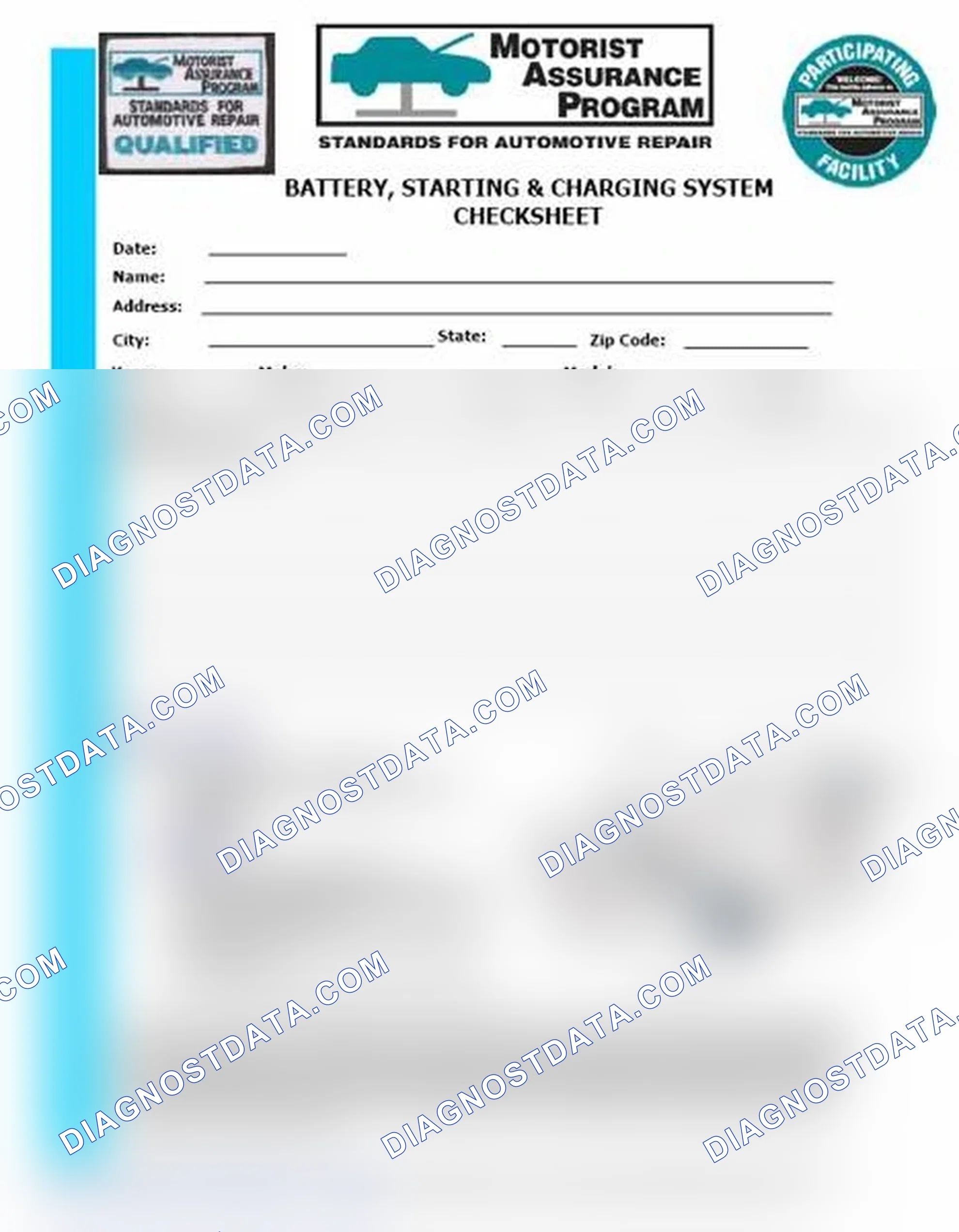 Scheme 3: Battery, Starting & Charging System Checksheet (1 Of 2)