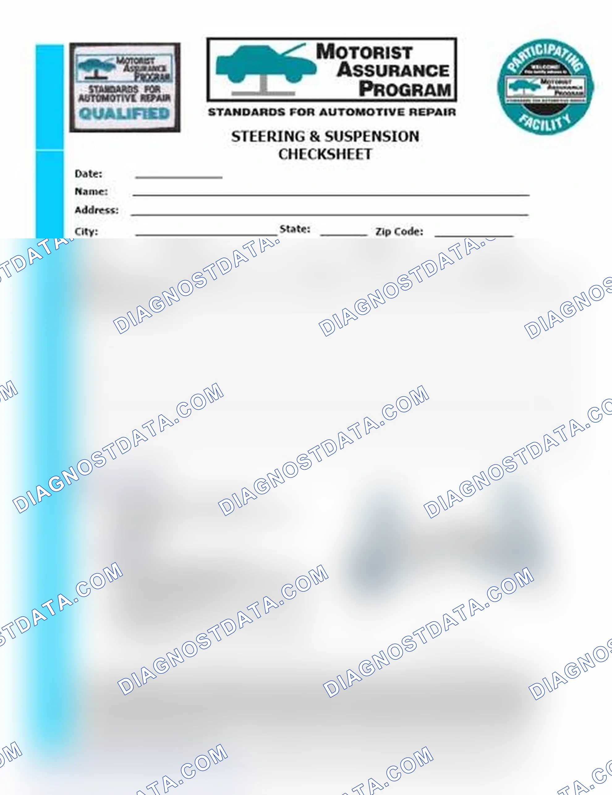 Scheme 11: Steering & Suspension Checksheet (1 Of 2)