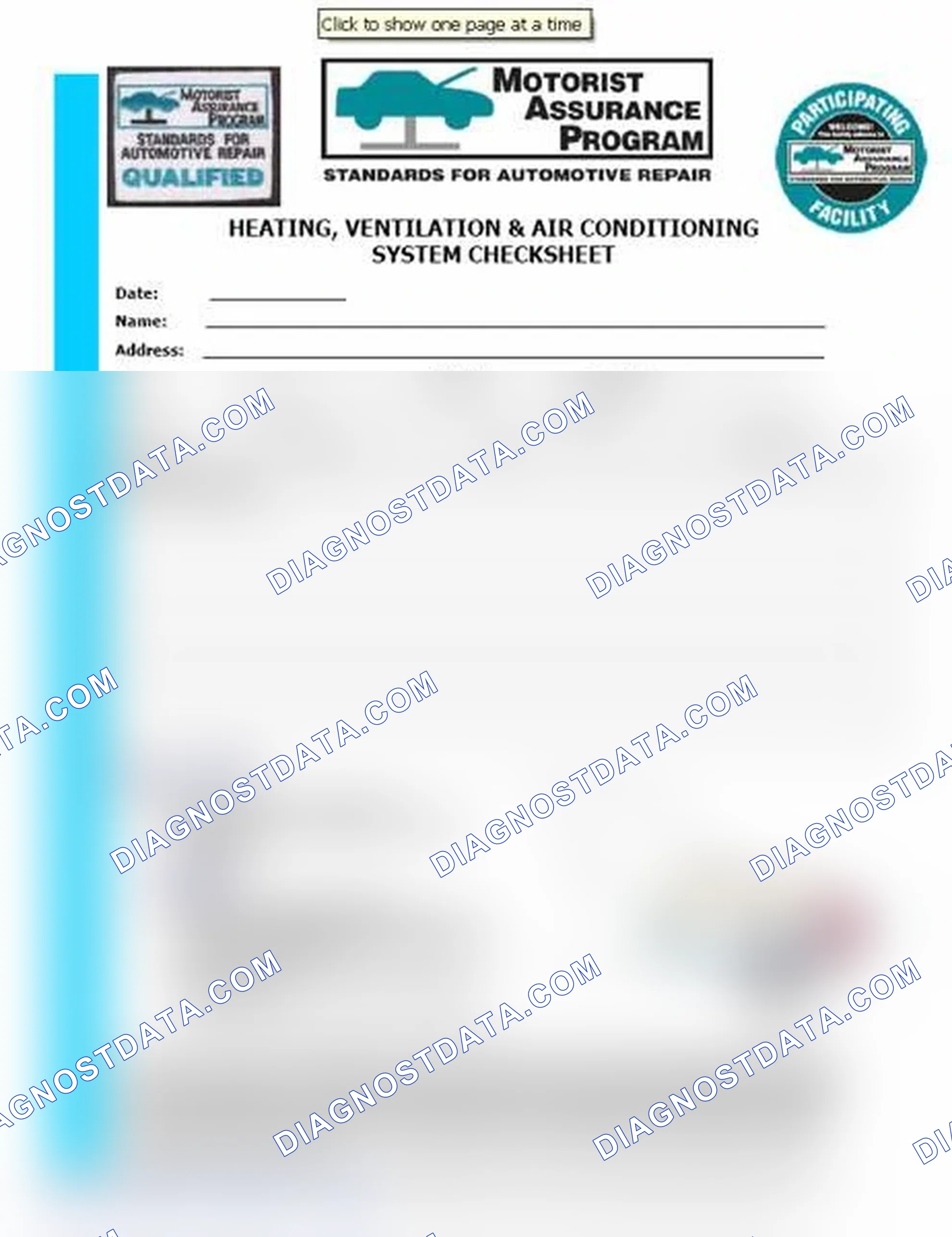 Scheme 15: Heating, Ventilation & Air Conditioning System Checksheet (1 Of 2)