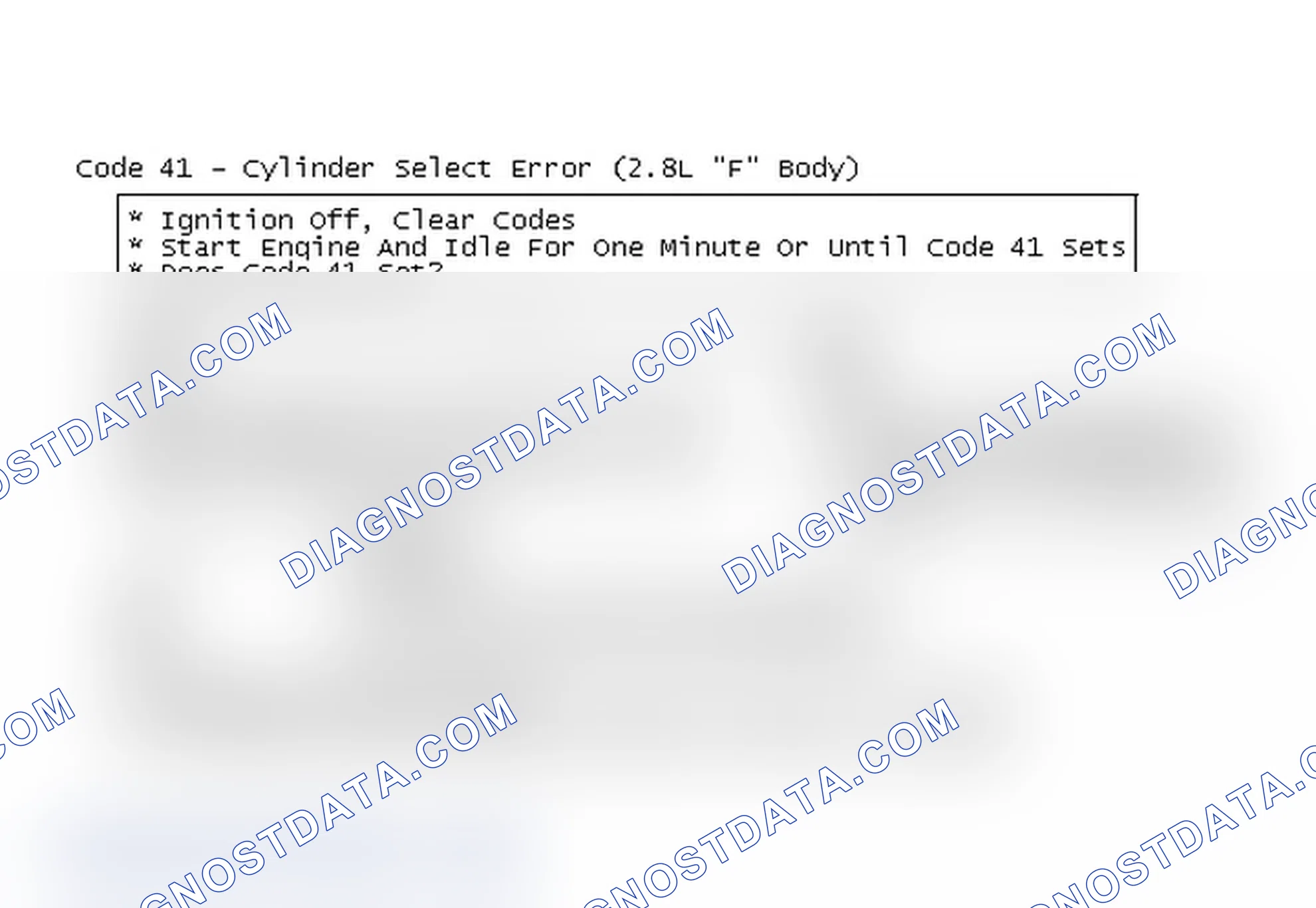 Scheme 421: Code 41 Flow Chart - Cylinder Select Error (2.8L "F" Body)