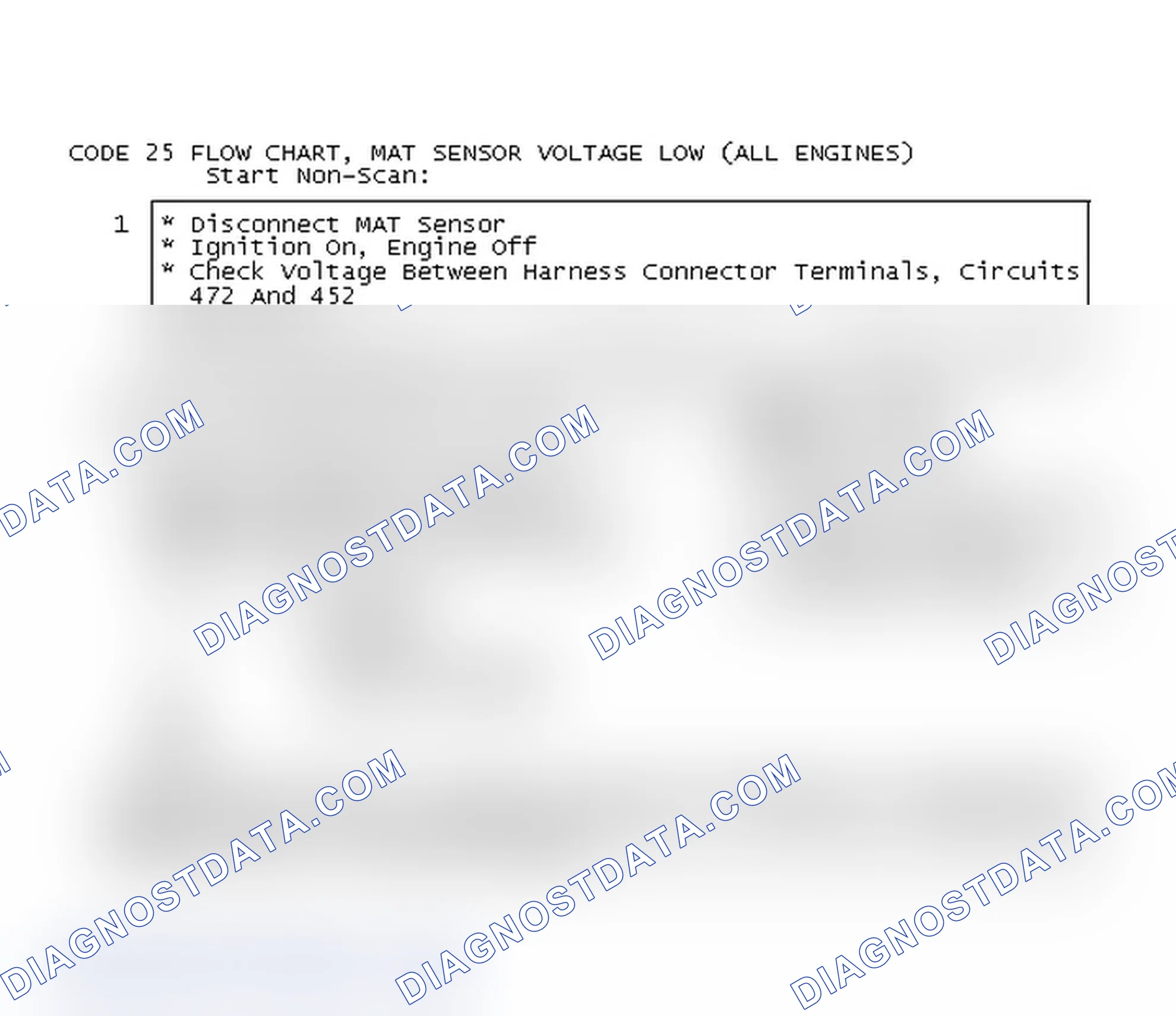 Scheme 479: Code 25 Flow Chart, MAT Sensor Voltage Low (All Engines)