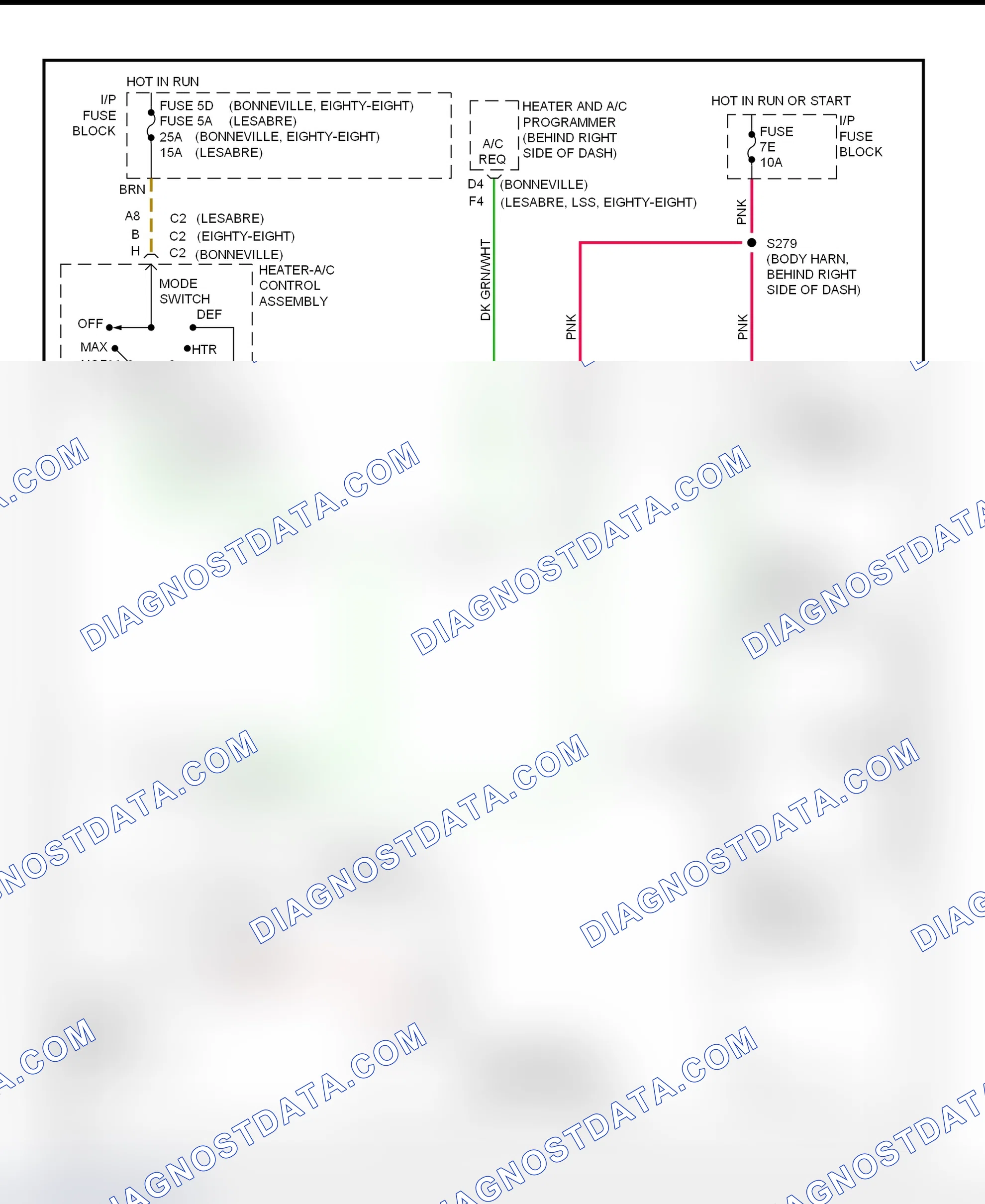 Scheme 5: A/C Compressor Clutch Control Circuit Wiring Diagram (Bonneville, Eighty Eight, LeSabre & LSS)