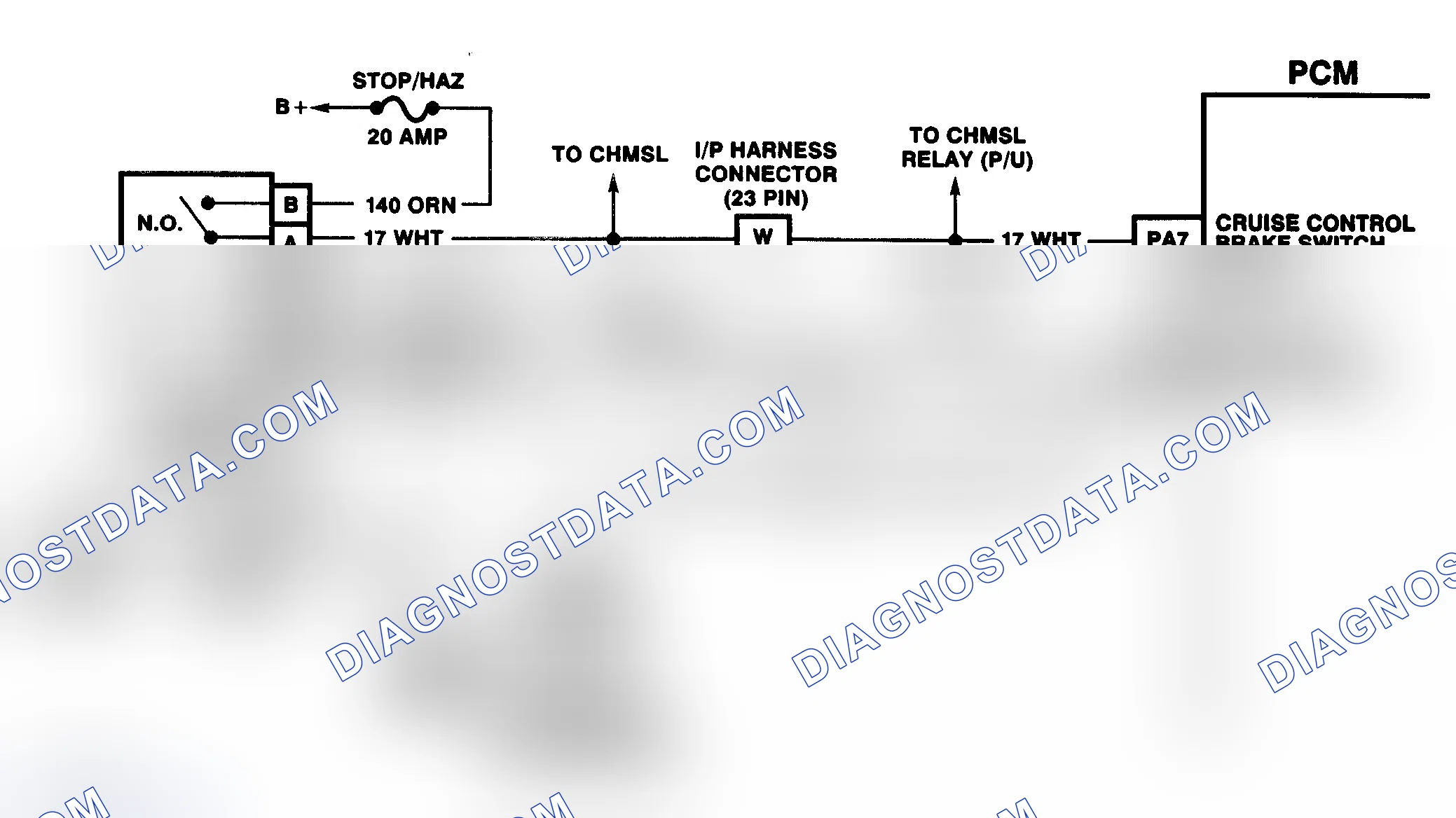 Scheme 154: DTC 41 Schematic (6.5L Diesel) Brake Switch Circuit Fault