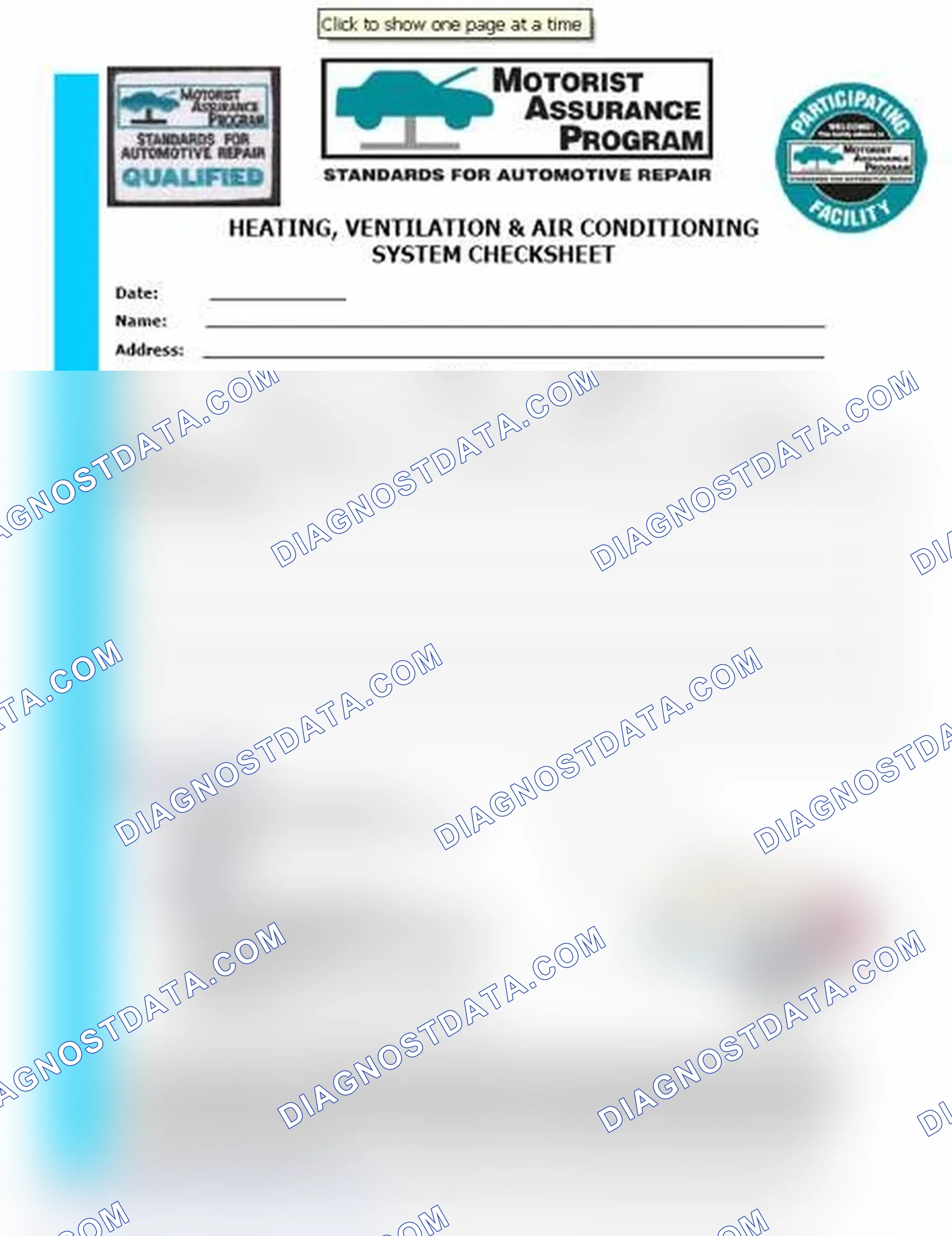 Scheme 15: Heating, Ventilation & Air Conditioning System Checksheet (1 Of 2)