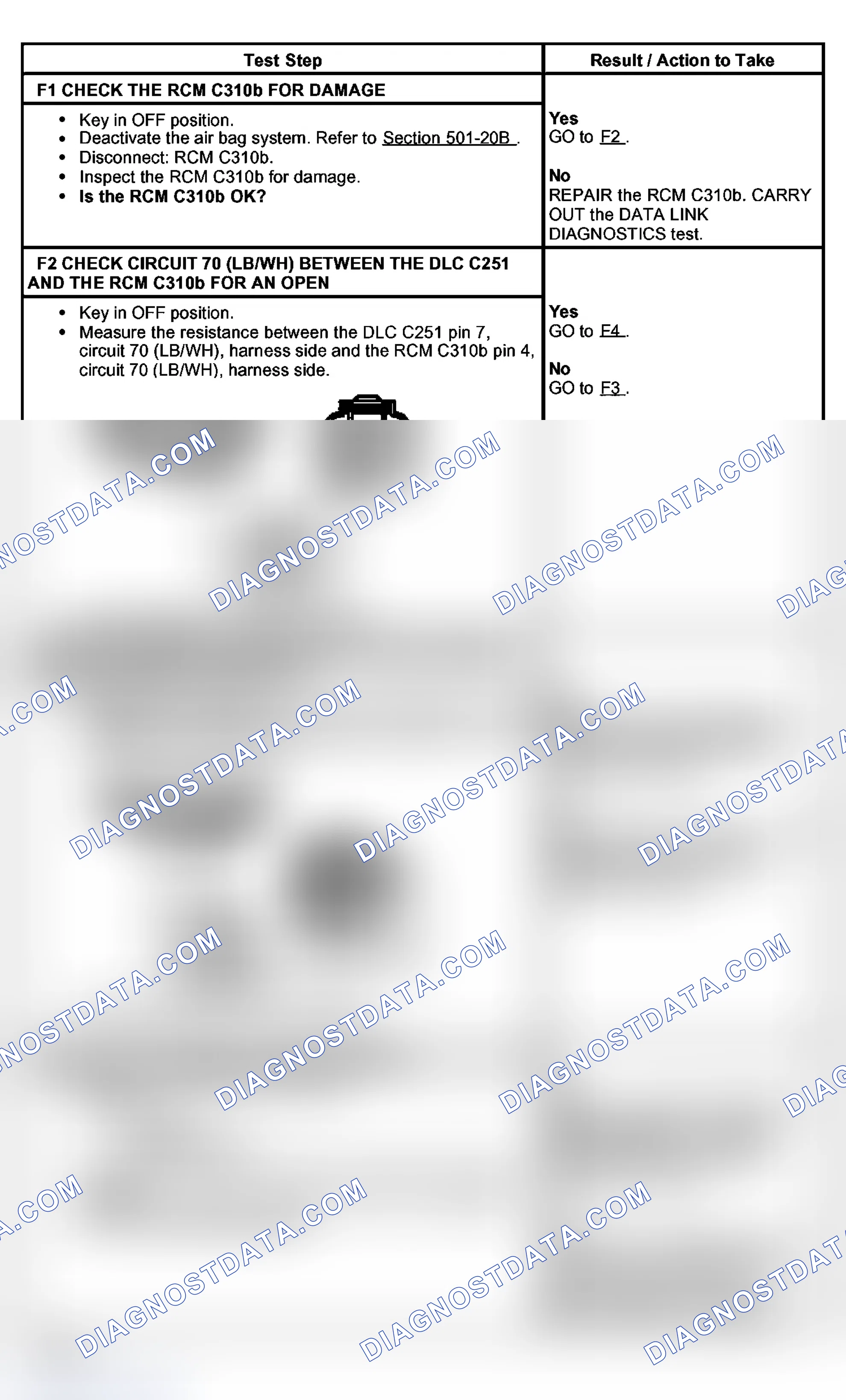 Scheme 12: PINPOINT TEST F: THE RESTRAINT CONTROL MODULE (RCM) DOES NOT RESPOND TO THE DIAGNOSTIC TOOL