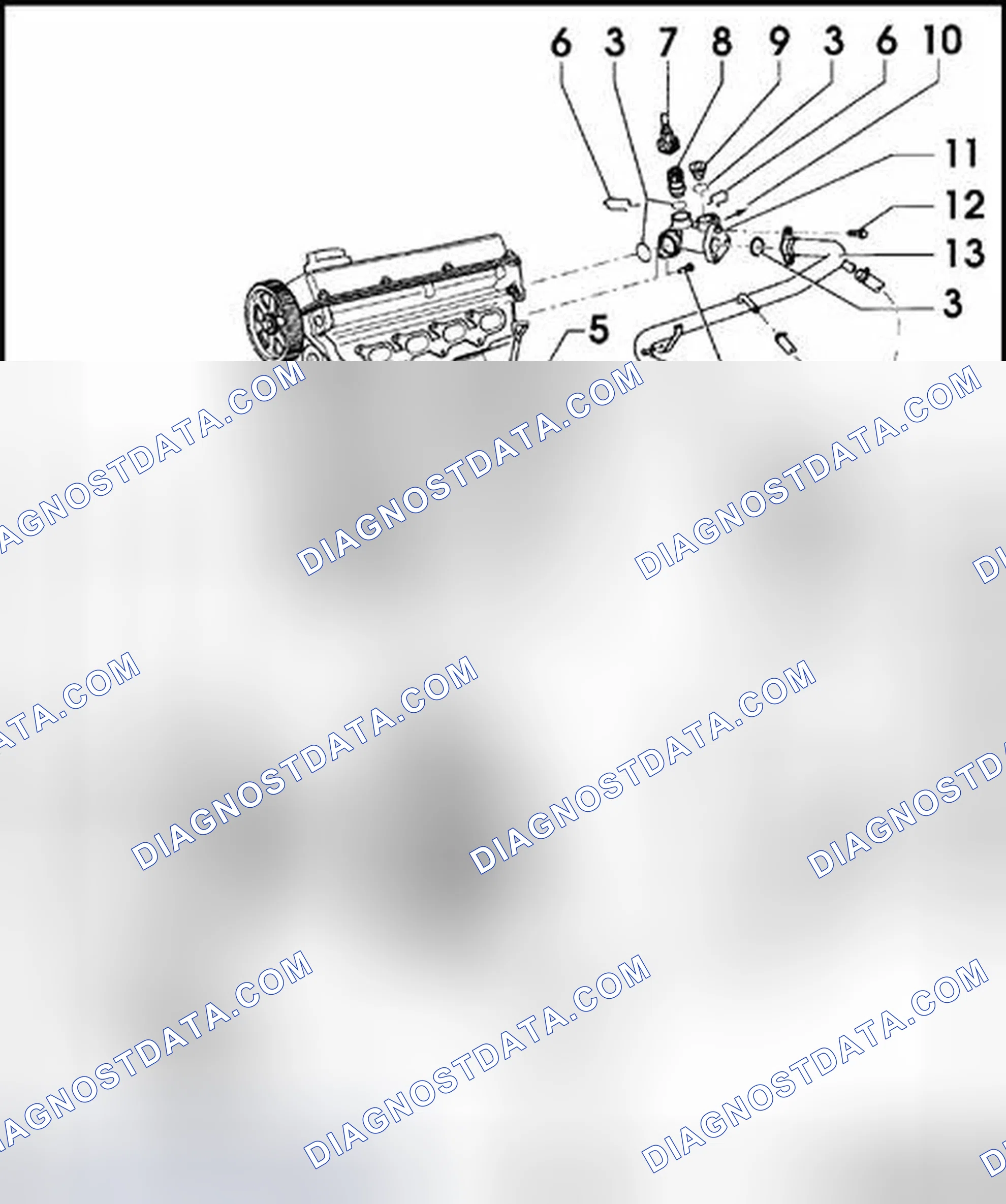 Scheme 151: Cooling system components (on engine), assembly overview