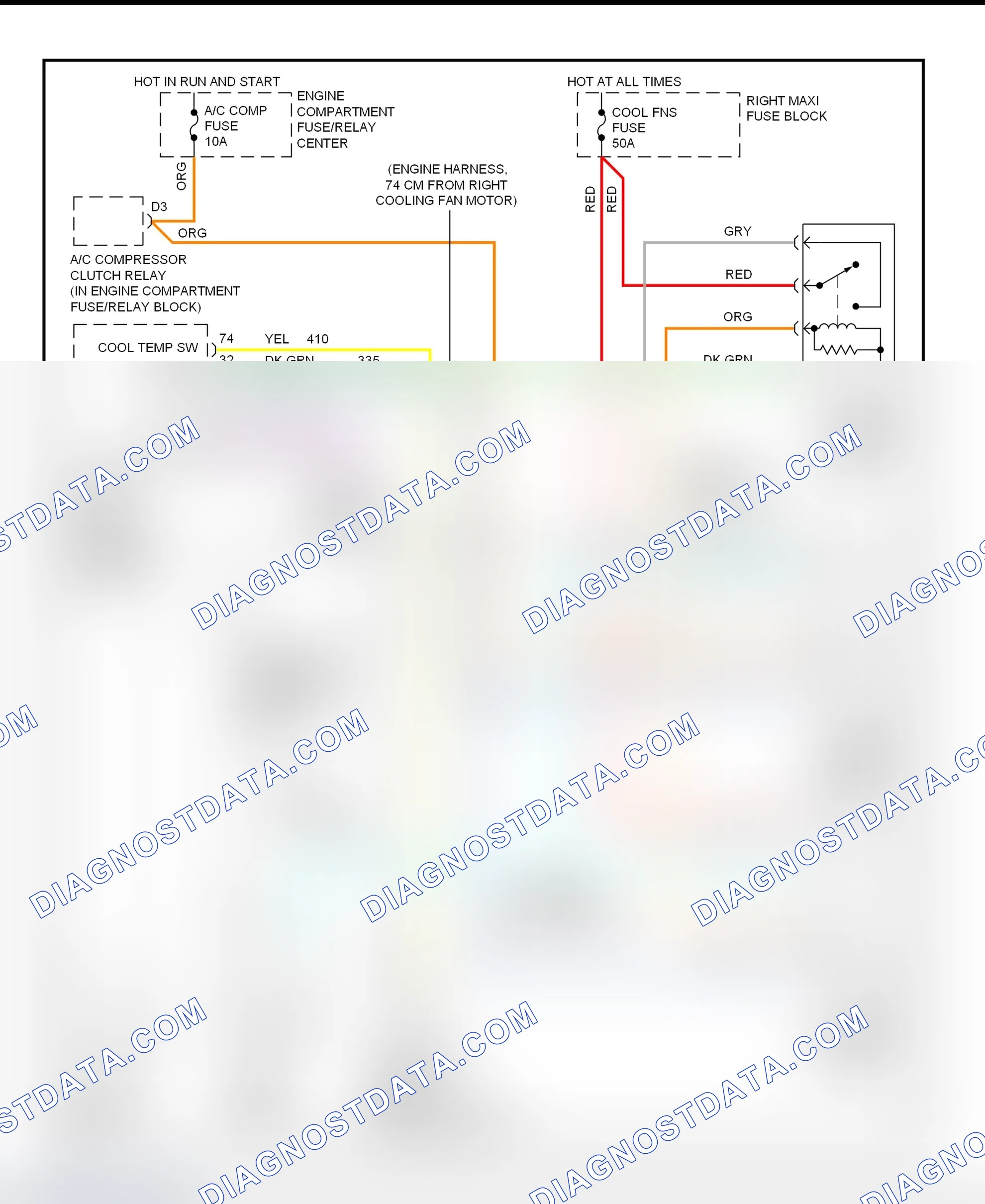 Scheme 14: Cooling Fan System Wiring Diagram (1998 DeVille & Eldorado)