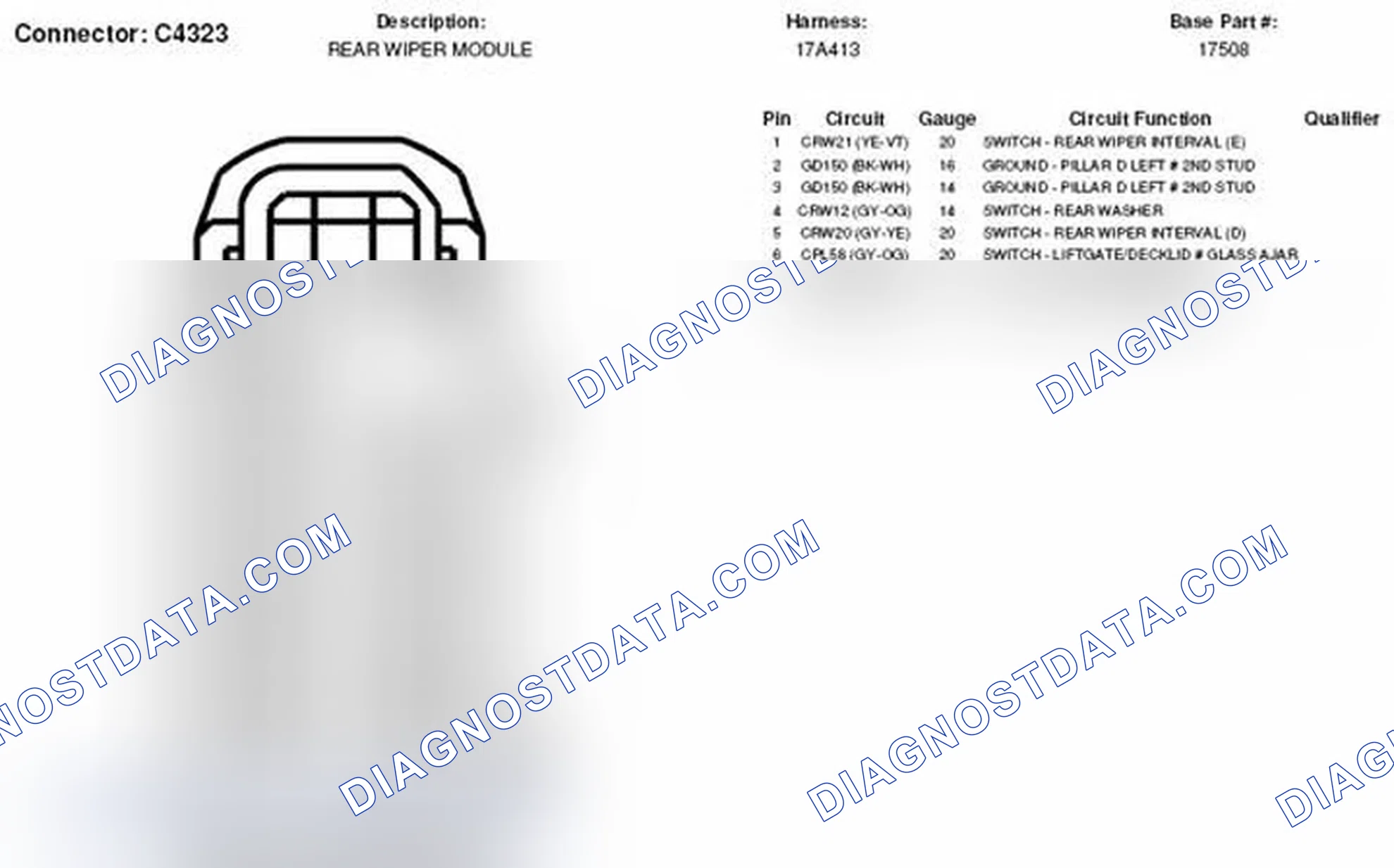 Scheme 391: Rear Wiper Module Connector End View (C4323)