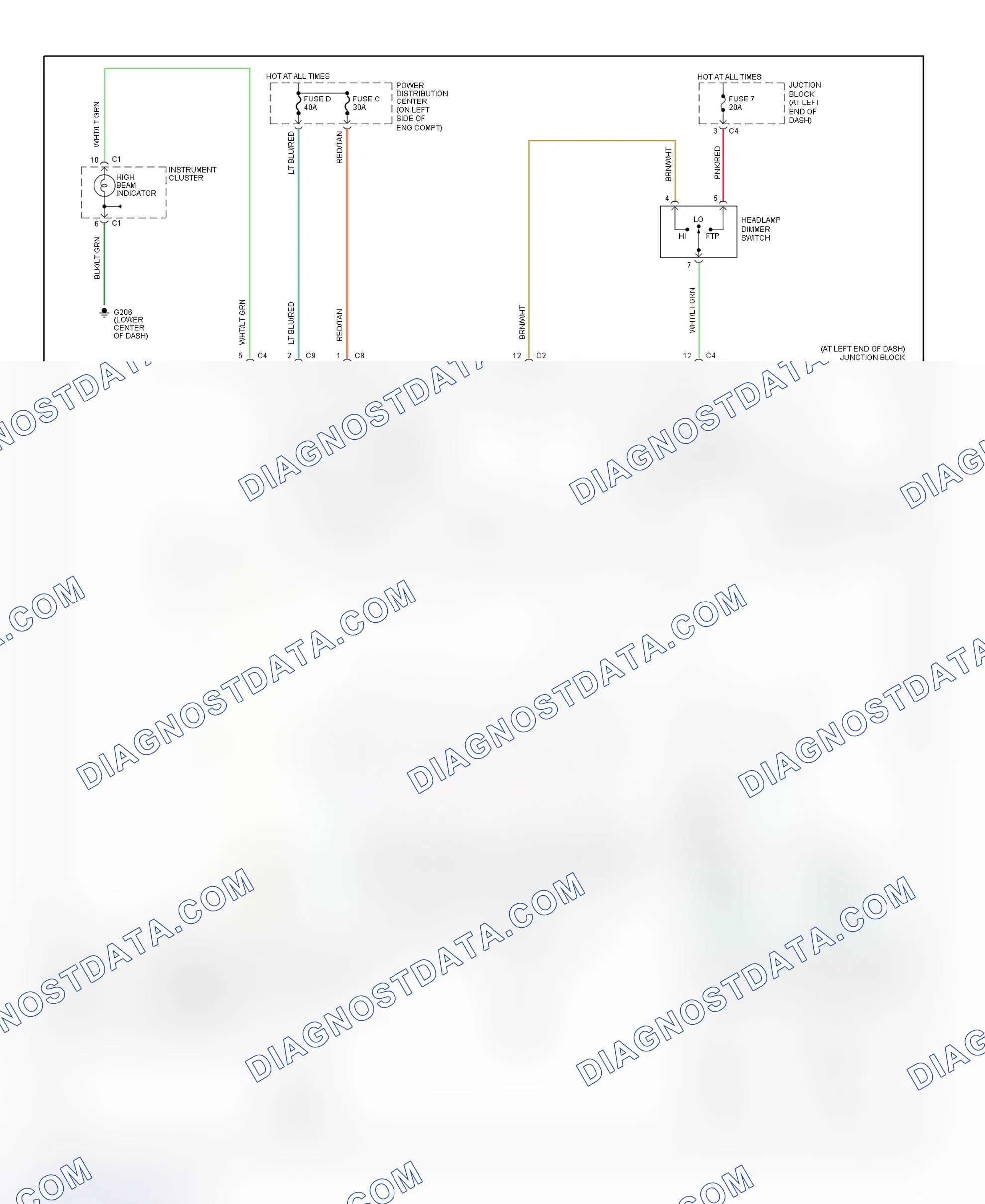 Scheme 4: Headlight System Wiring Diagram (Concorde, Intrepid, LHS & 300M)
