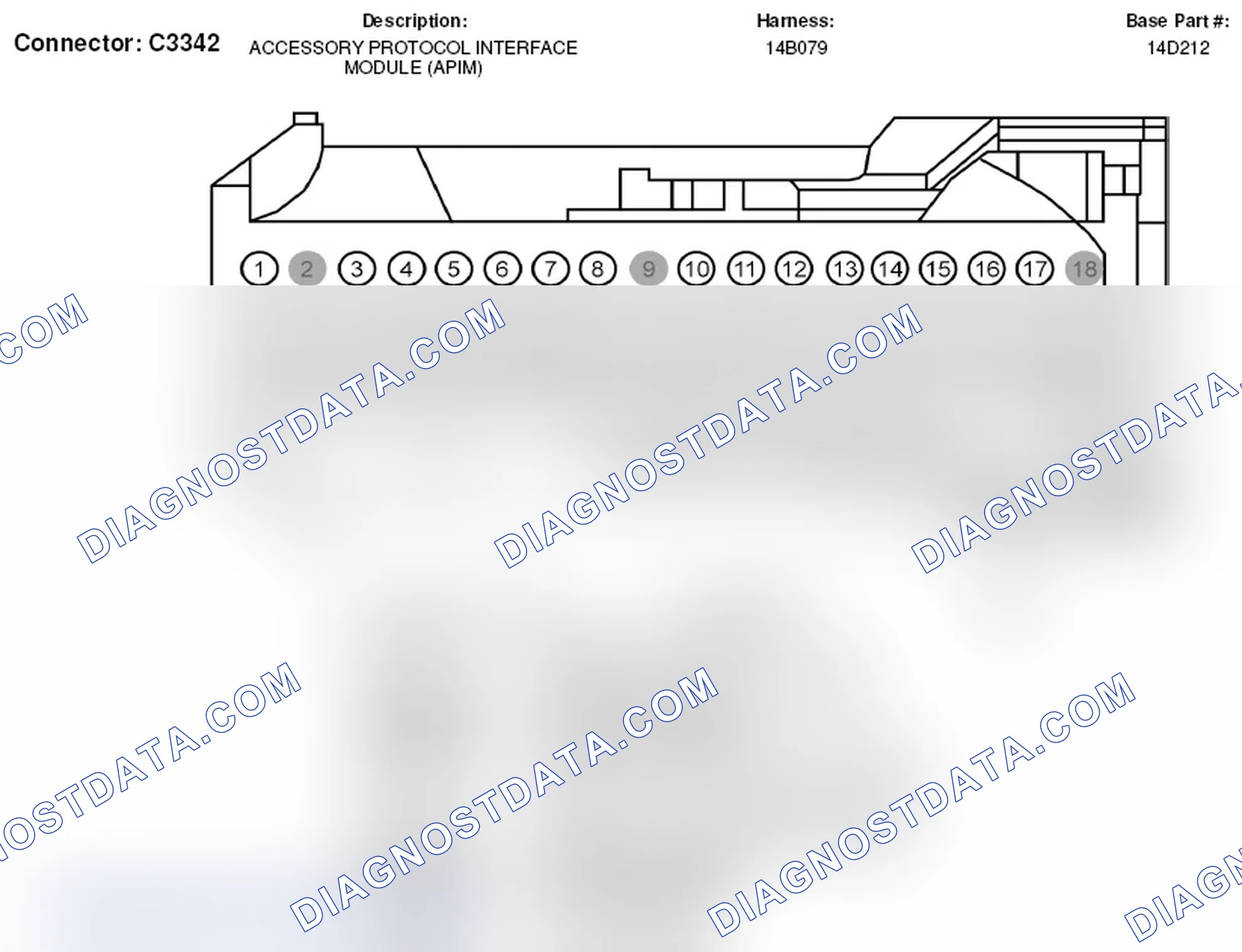 Scheme 302: Accessory Protocol Interface Module (1 Of 2) Connector End View (C3342) (1 Of 2)