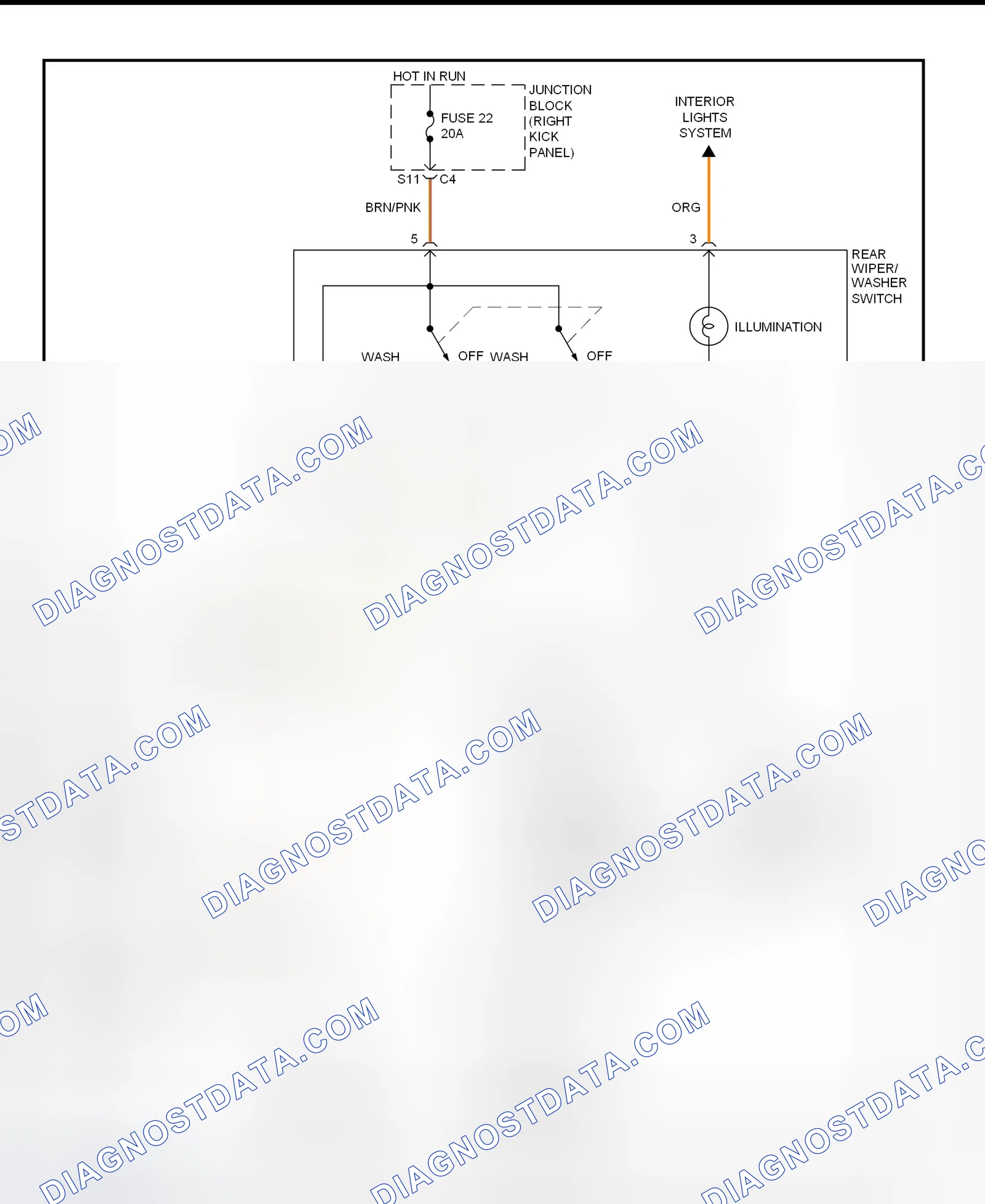 Scheme 2: Rear Wiper/Washer System Wiring Diagram (Cherokee)