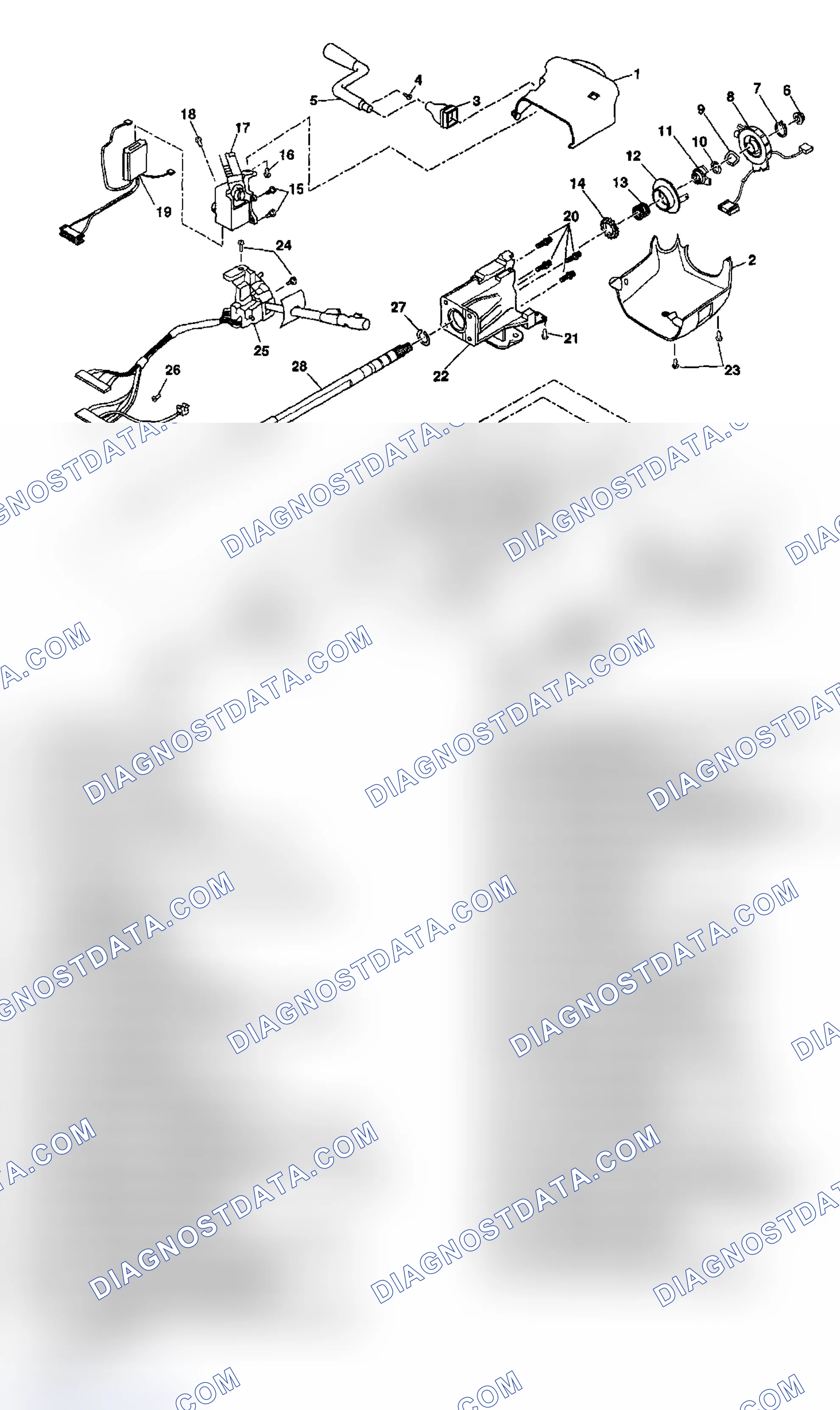 Scheme 3: Steering Column Disassembled View (Column Shift Standard)
