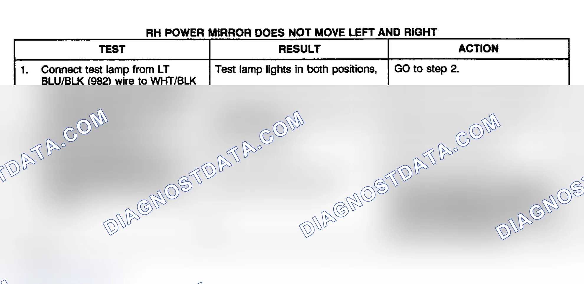 Scheme 13: TEST D: RIGHT POWER MIRROR DOES NOT MOVE LEFT & RIGHT