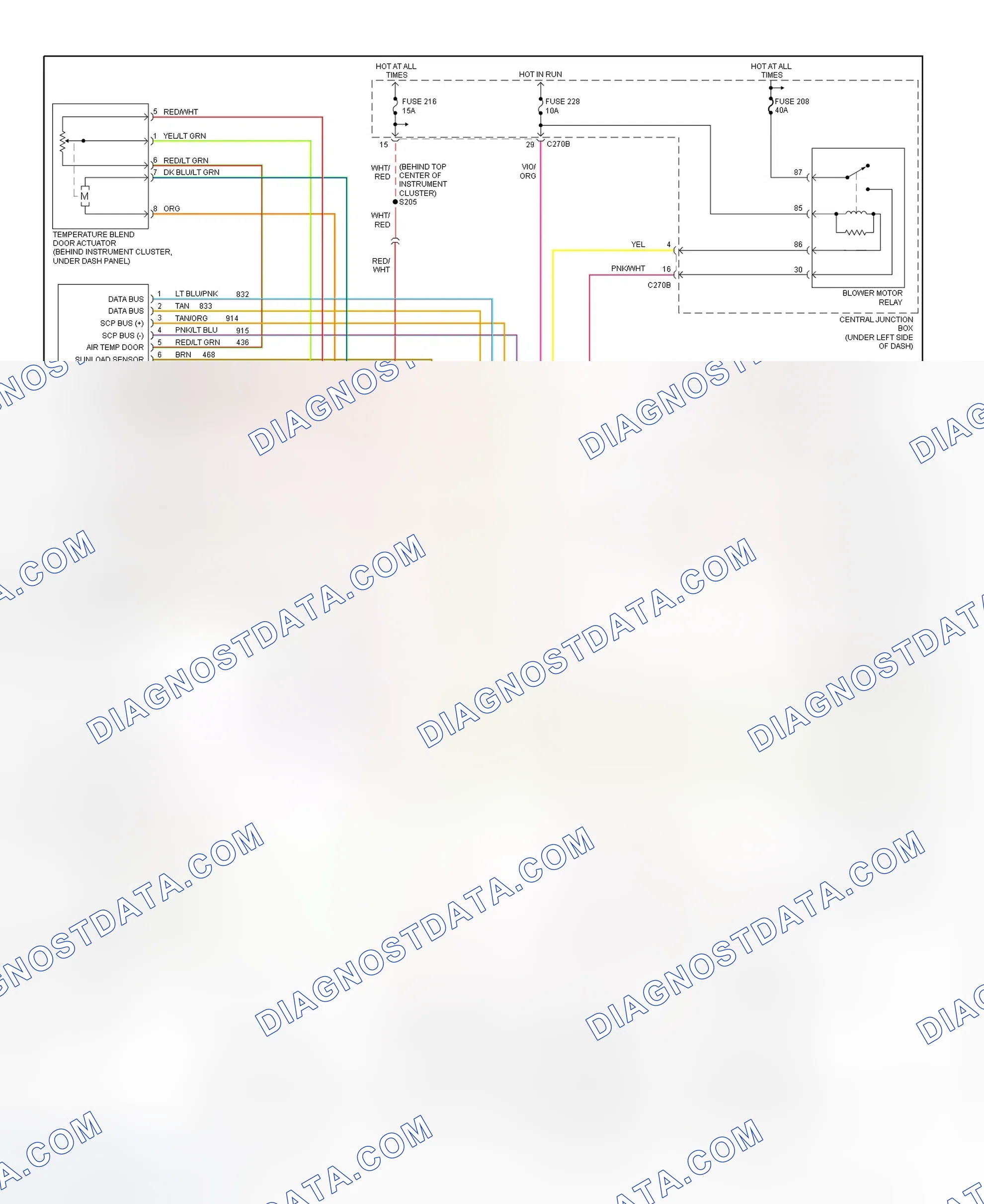 Scheme 4: Automatic A/C-Heater System Wiring Diagram (2001 Sable & Taurus - 1 Of 2)