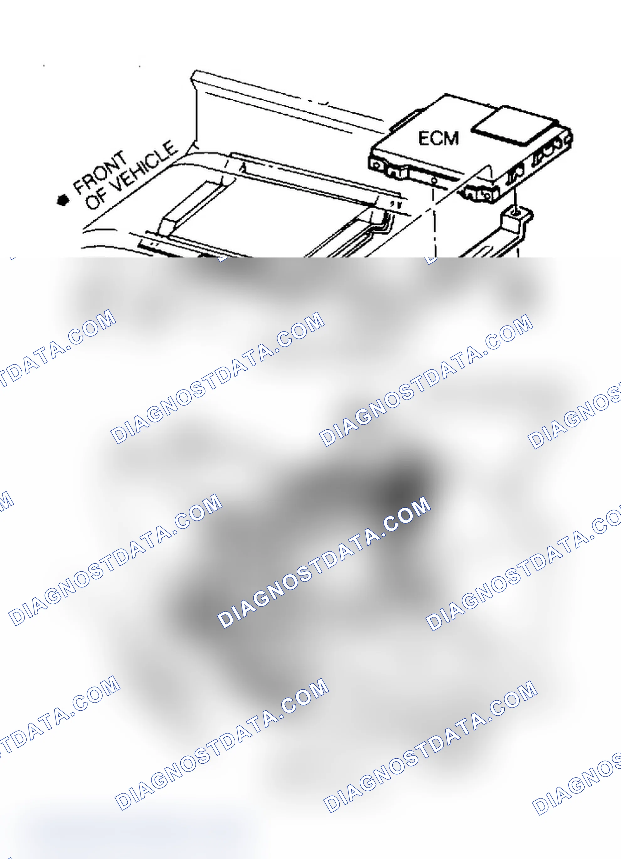 Scheme 75: ECM Location. ECM is located under right side of dash on pickup models and under driver's seat on van models.