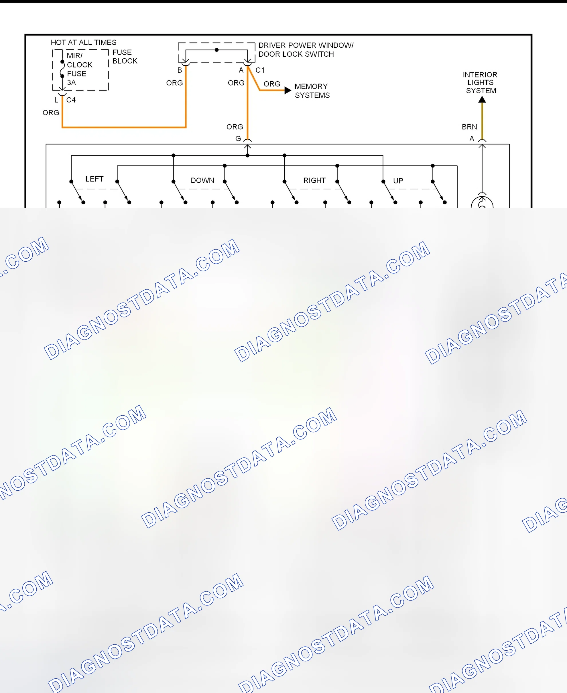 Fig. 13: Power Mirror System Wiring Diagram (Sierra, Silverado, Suburban, Tahoe, Yukon & Yukon XL - New Style)