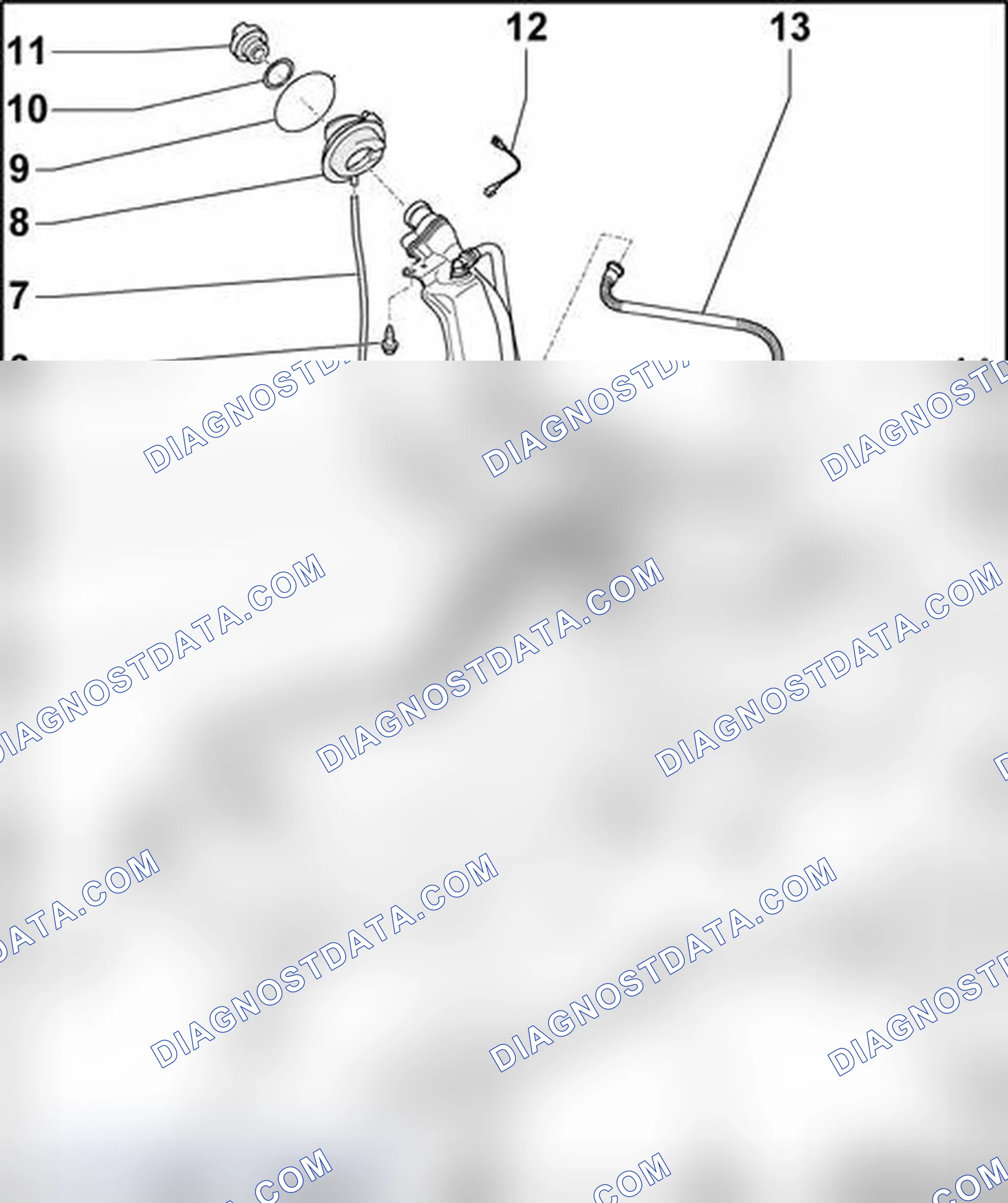 Scheme 214: Fuel tank with attachments, assembly overview