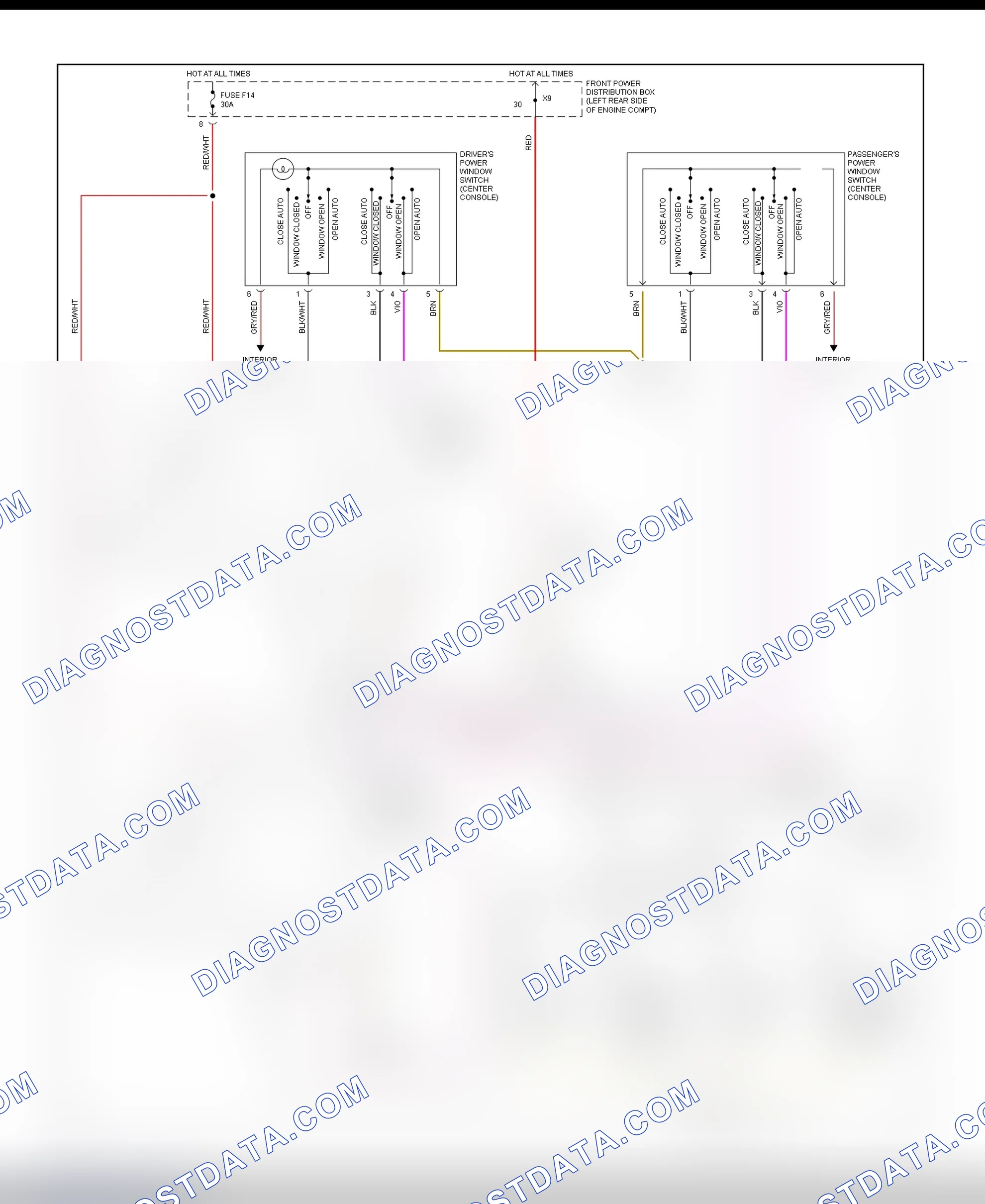 Scheme 4: Power Window Wiring Diagram (1992 2-Door Coupe)