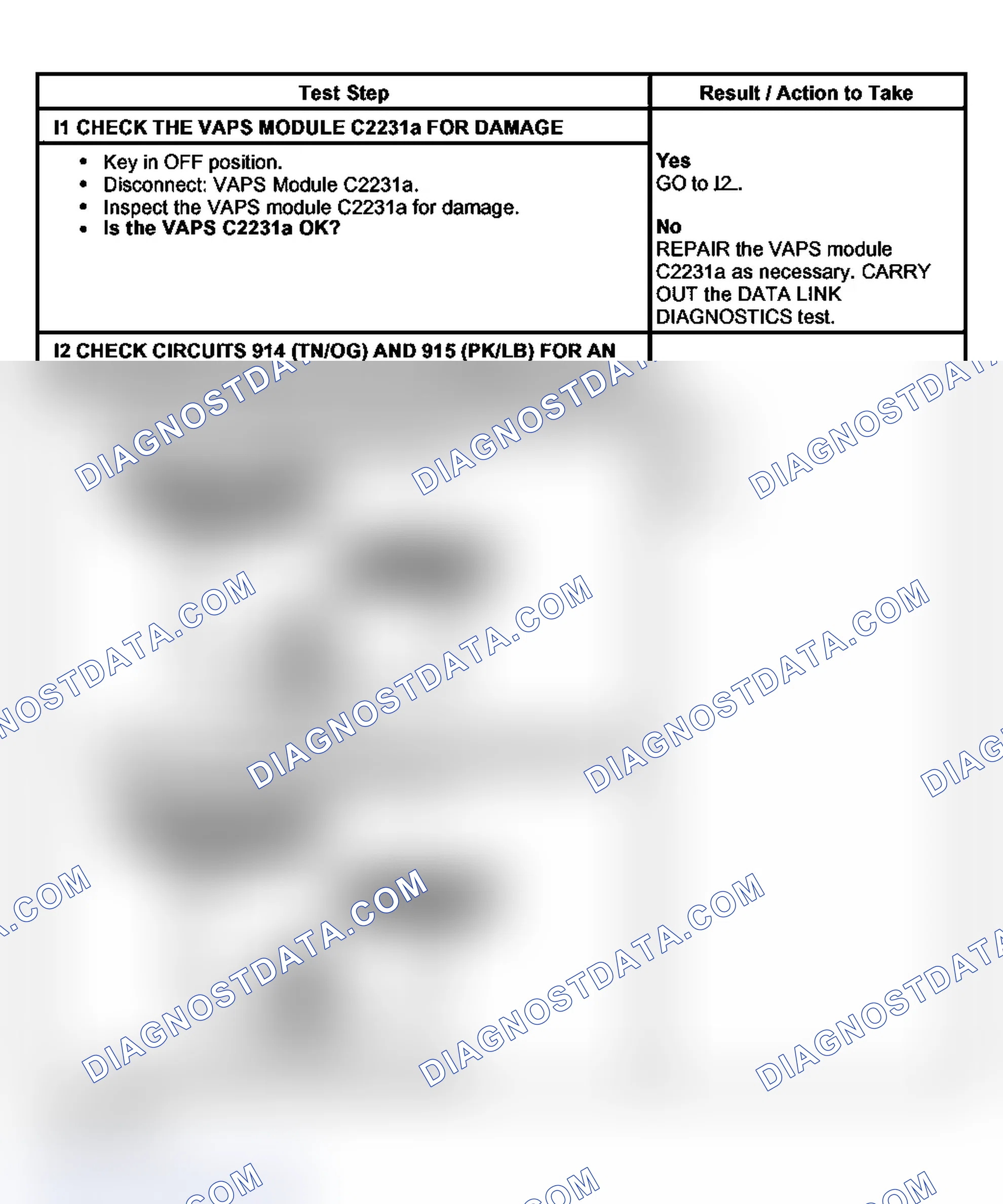Scheme 17: PINPOINT TEST I: THE VARIABLE ASSIST POWER STEERING (VAPS) MODULE DOES NOT RESPOND TO THE DIAGNOSTIC