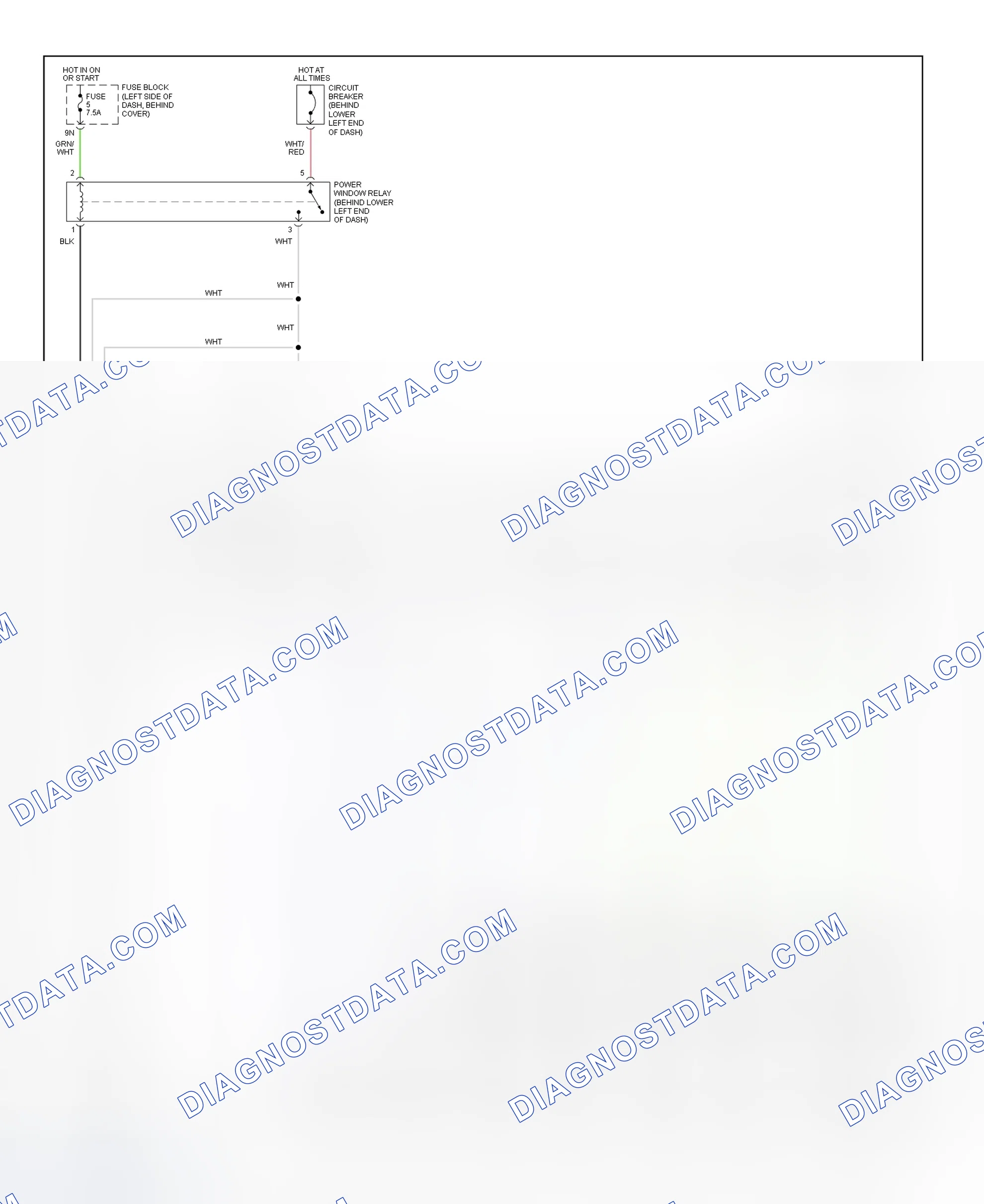 Fig. 3: Power Window System Wiring Diagram (Frontier With Crew Cab)