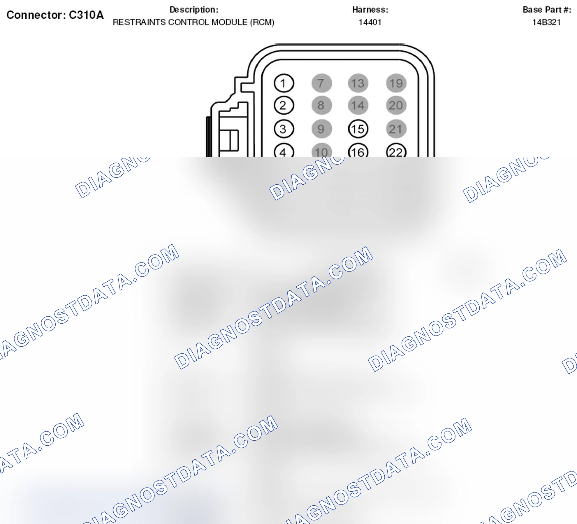 Scheme 89: Restraints Control Module Connector End View (C310A)