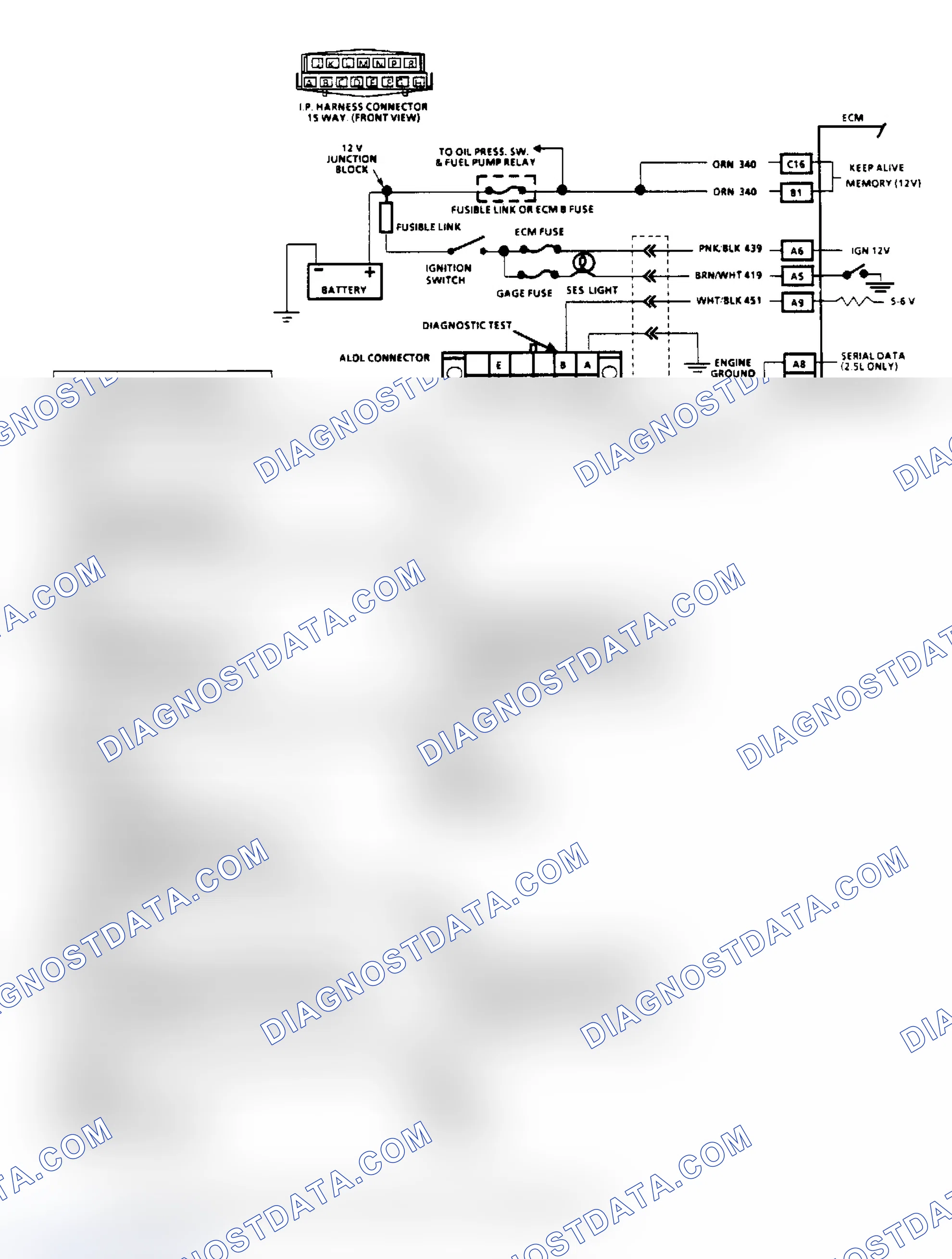 Scheme 30: Chart A2, No ALDL Data or Won't Flash Code 12, "SES" Light On Steady