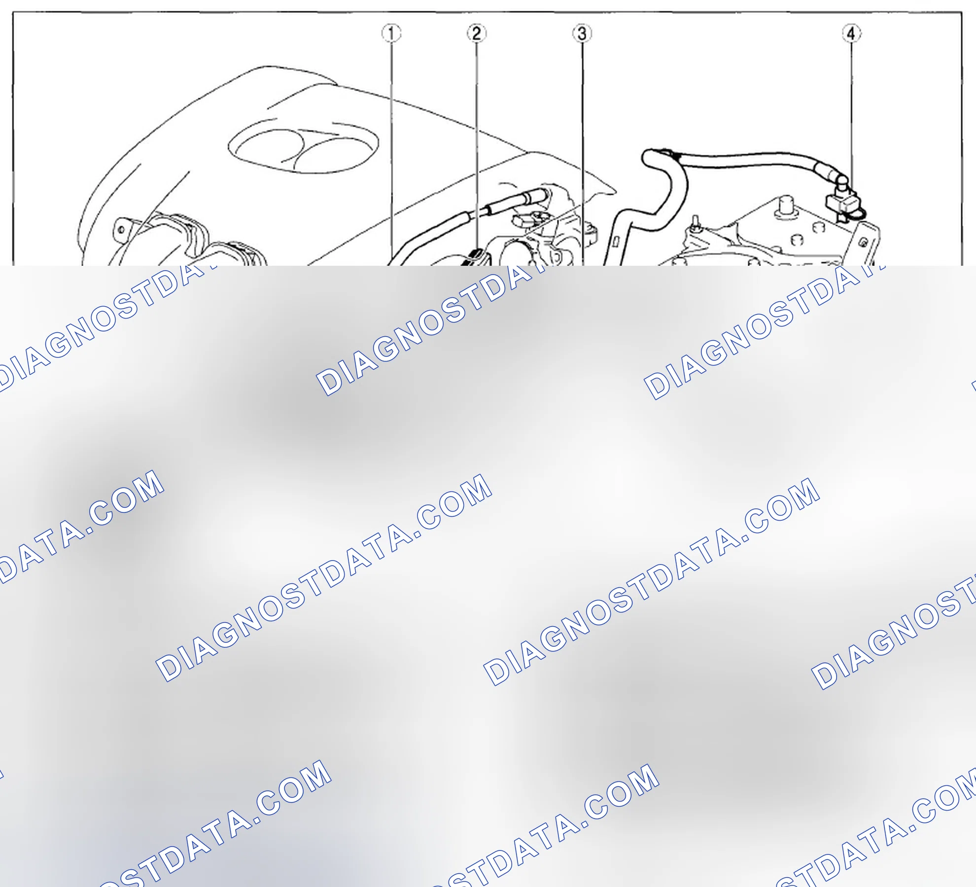 Fig. 1: Emission System Components Location (Engine Compartment Side)
