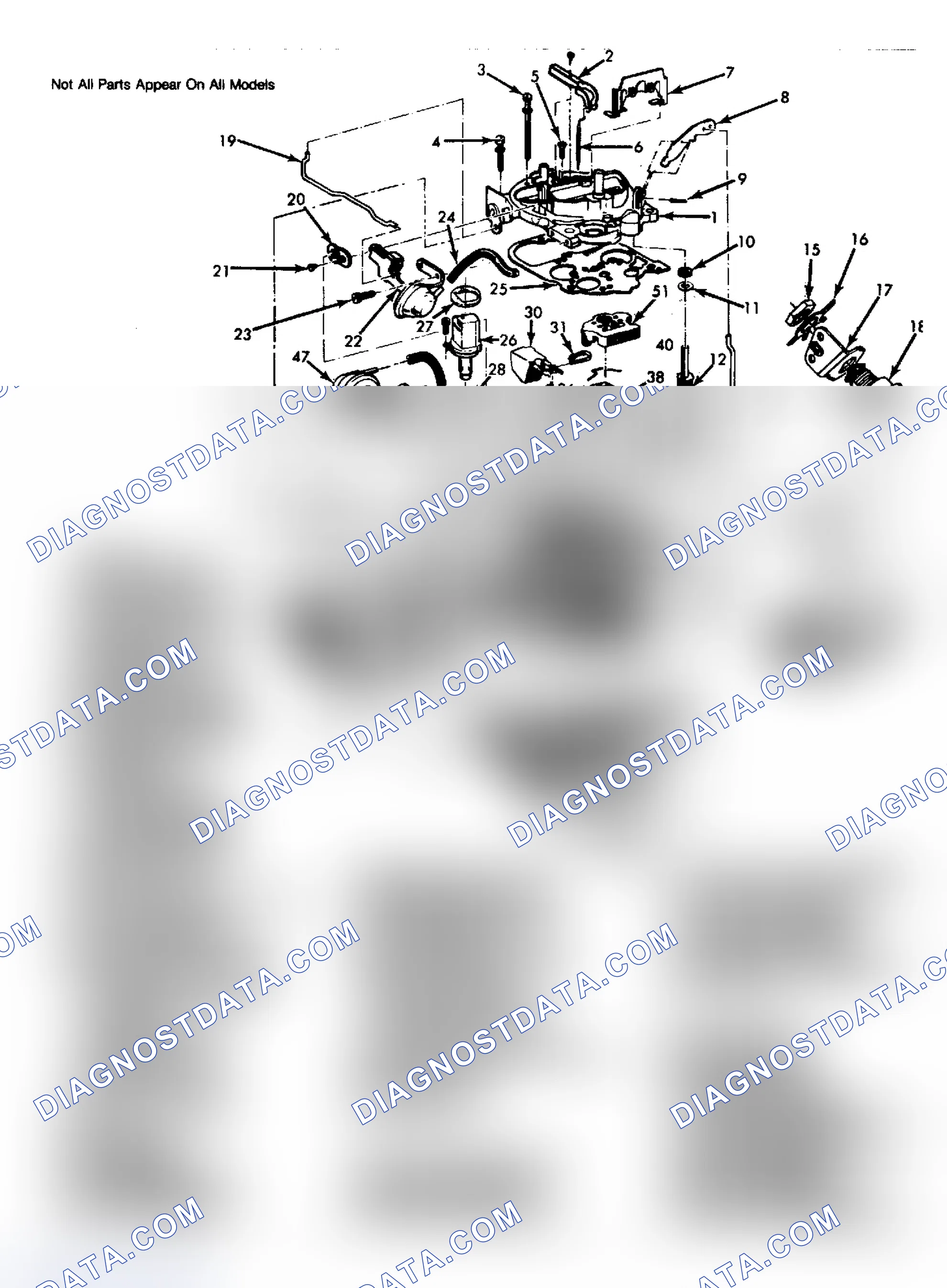 Scheme 16: Exploded View of Rochester M4M-Series 4-Barrel Carburetor