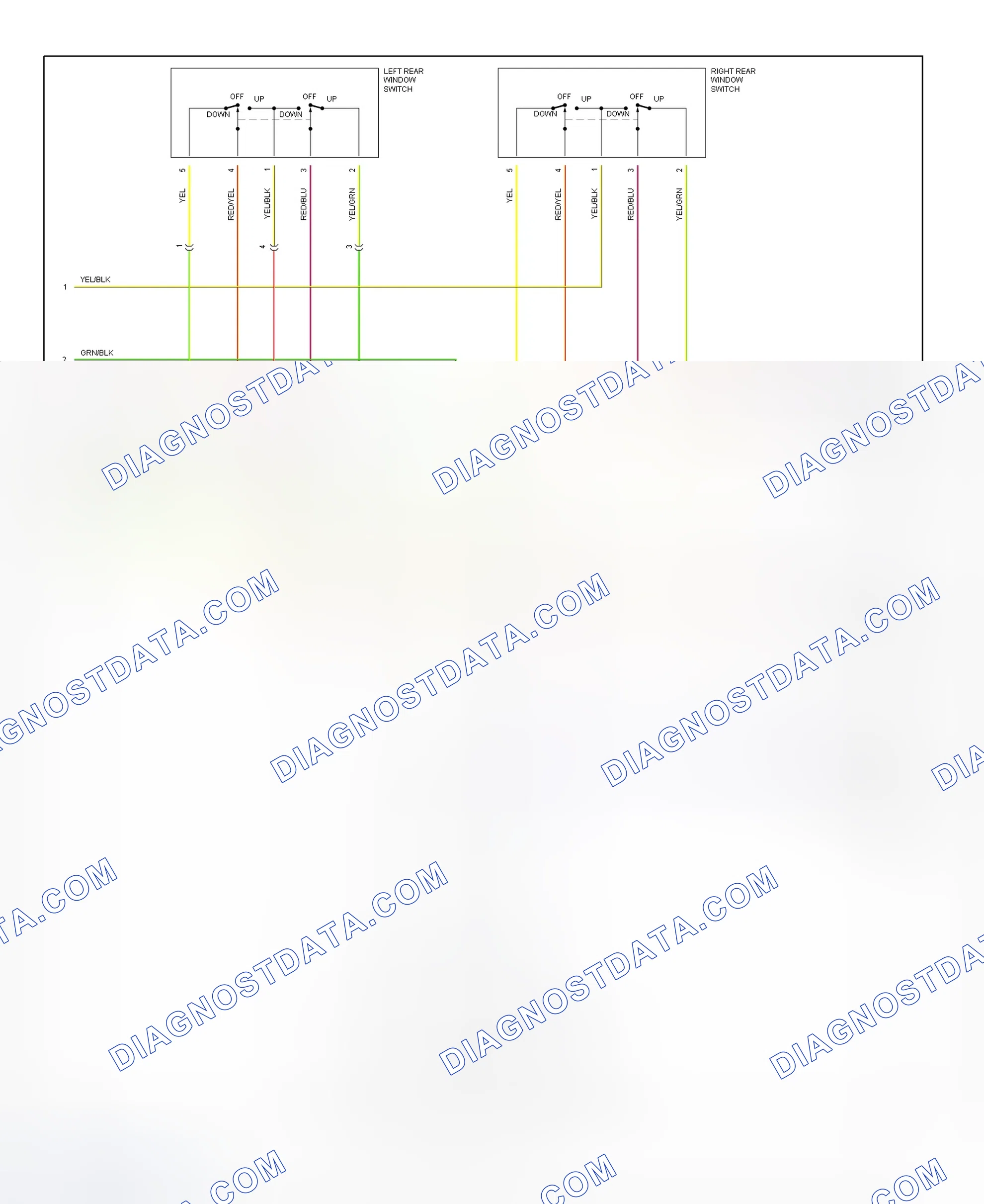 Fig. 13: Power Window System Wiring Diagram (1999-2000 CR-V - 2 Of 2)